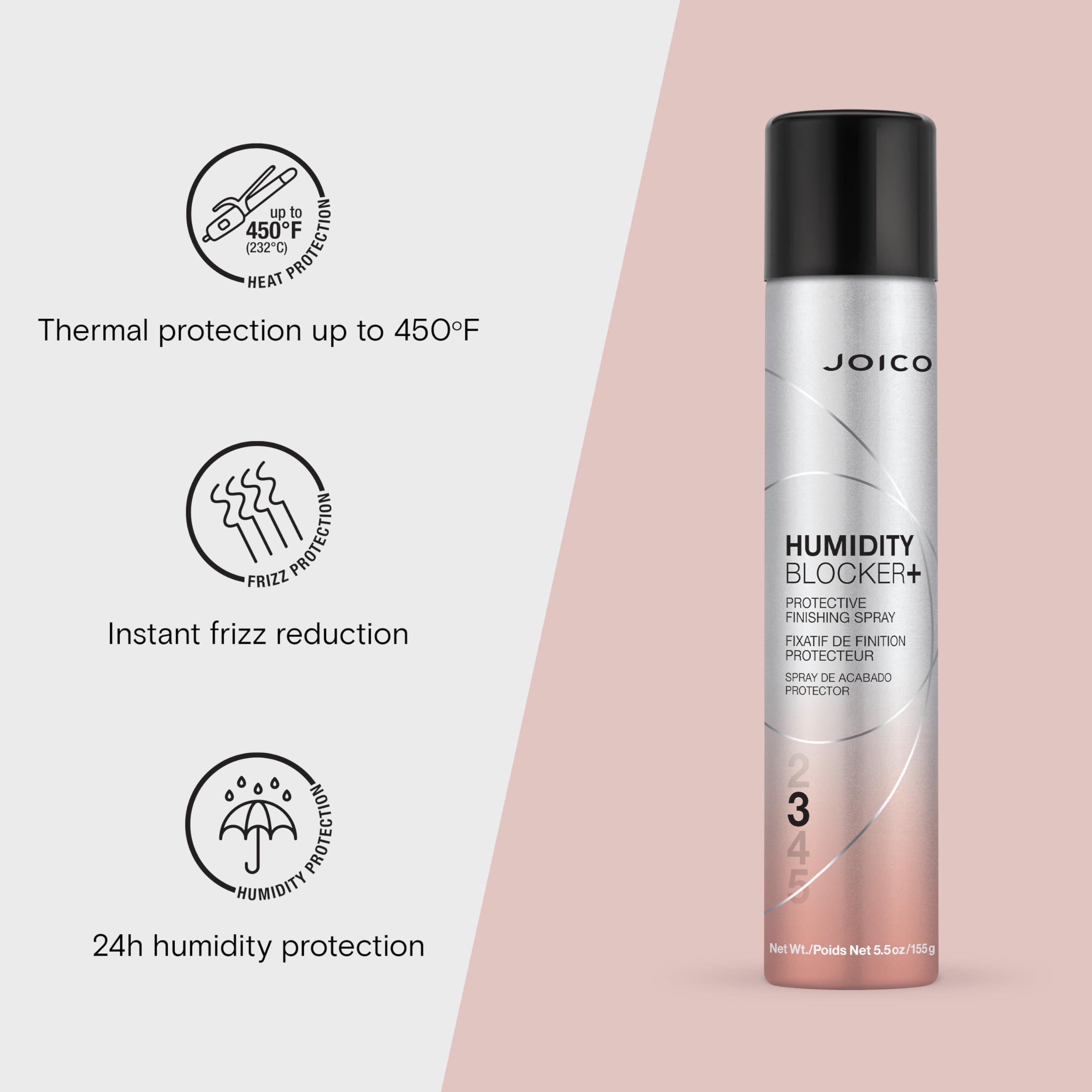 Joico Humidity Blocker+ Protective Finishing Spray | For Most Hair Types | Protect Against Heat, Humidity, & Pollution | Boost Shine | Eliminate Static | Reduce Frizz | Paraben & Sulfate Free