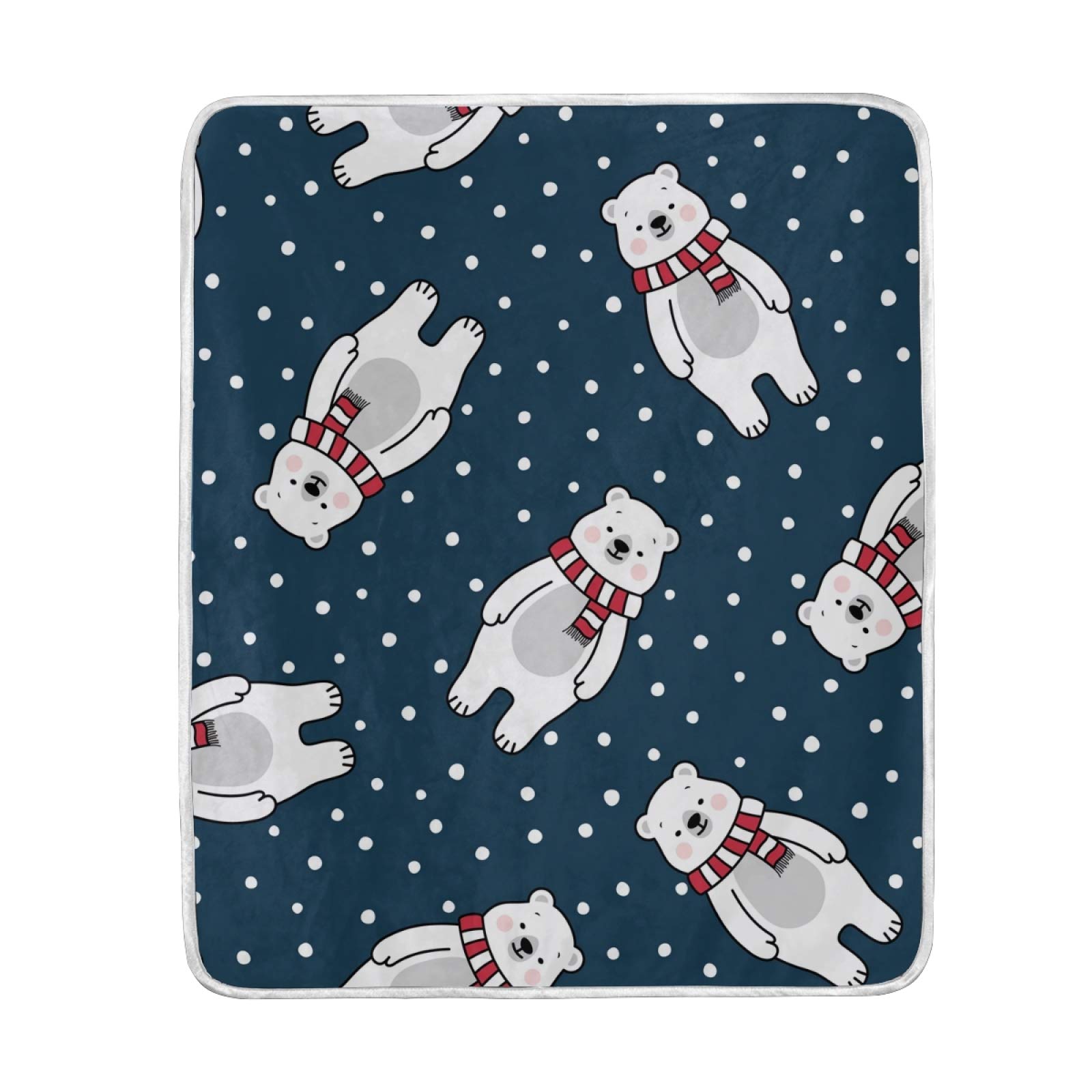 Süß Polar Bär Decke Kuscheldecke, Warme, Gemütliche, Weiche Decke für Kinder, Jungen, Mädchen, Bettcouch (125 x 150 cm)
