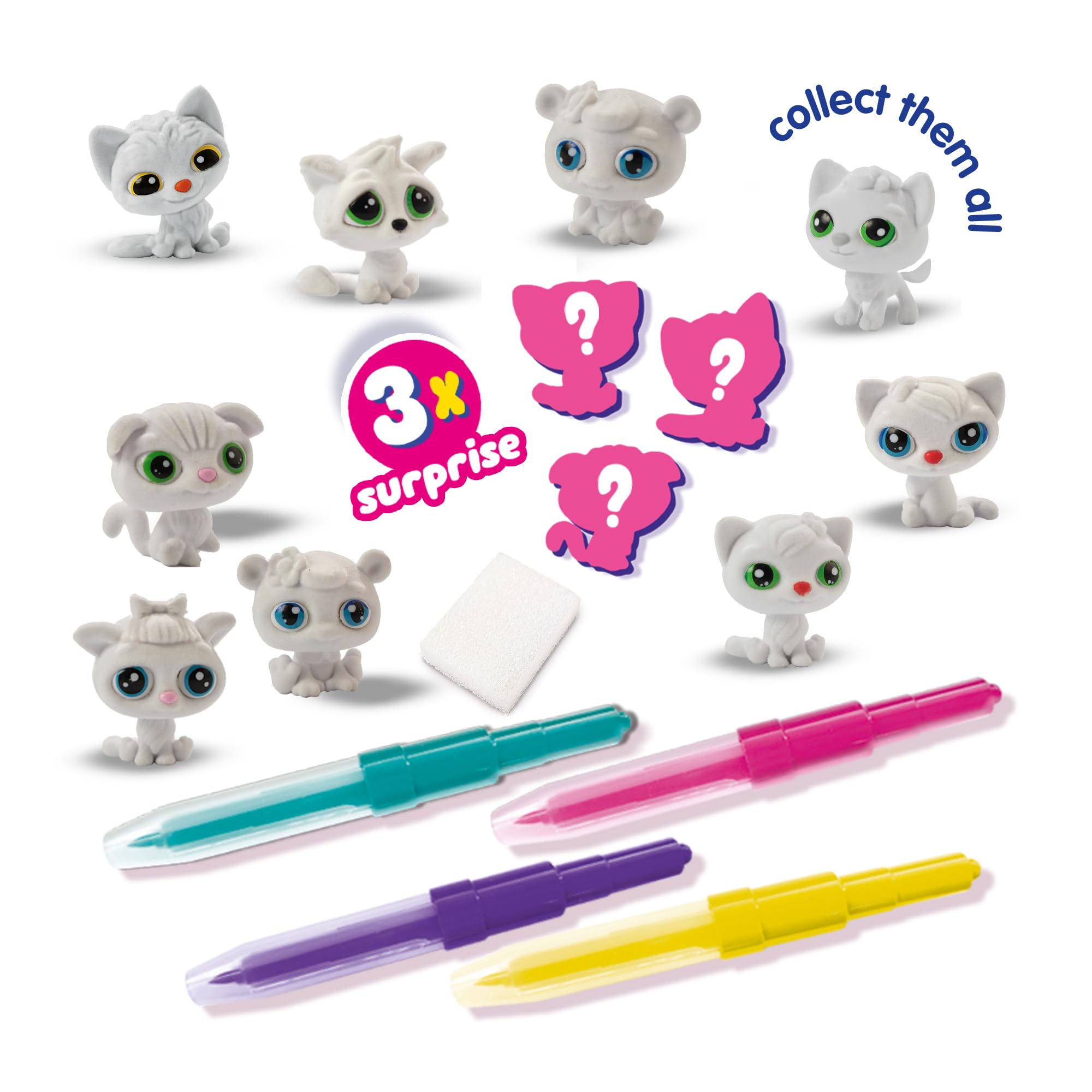 SES Creative 14333, Blow Airbrush pens, Kittens Surprise 3X, Collect All 9 Kittens, with Soft Fur, Reusable After rinsing - Image 2