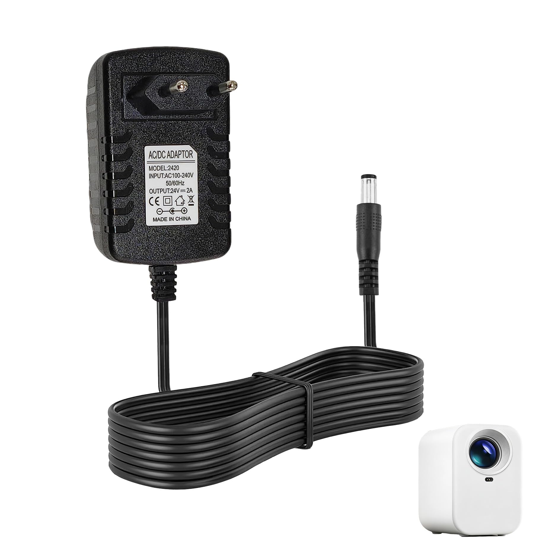 Uniwersalny zasilacz 24 V 2 A, zasilacz AC DC do urządzeń elektronicznych, konwerter zasilania AC 100V-240V na DC 24V, zawiera standardowe złącze 5,5 x 2,5 mm z pełną ochroną