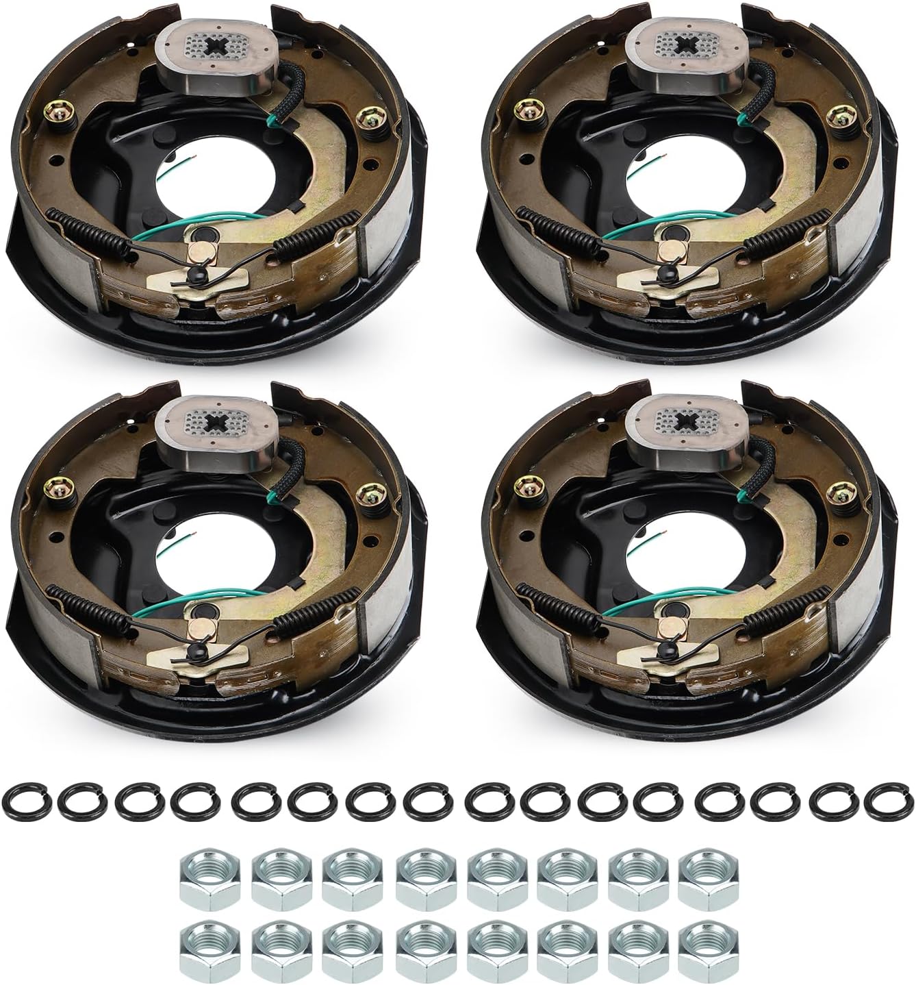 SEHNSUCHT Trailer Electric Brakes, 2 Pair of 4 Hole Mounting Electric Brake Assembly 10" X 2-1/4" for 3,500 lbs Axle-(Set 4: 2 Left+2 Right) 10" X 2-1/4", 2 Pair