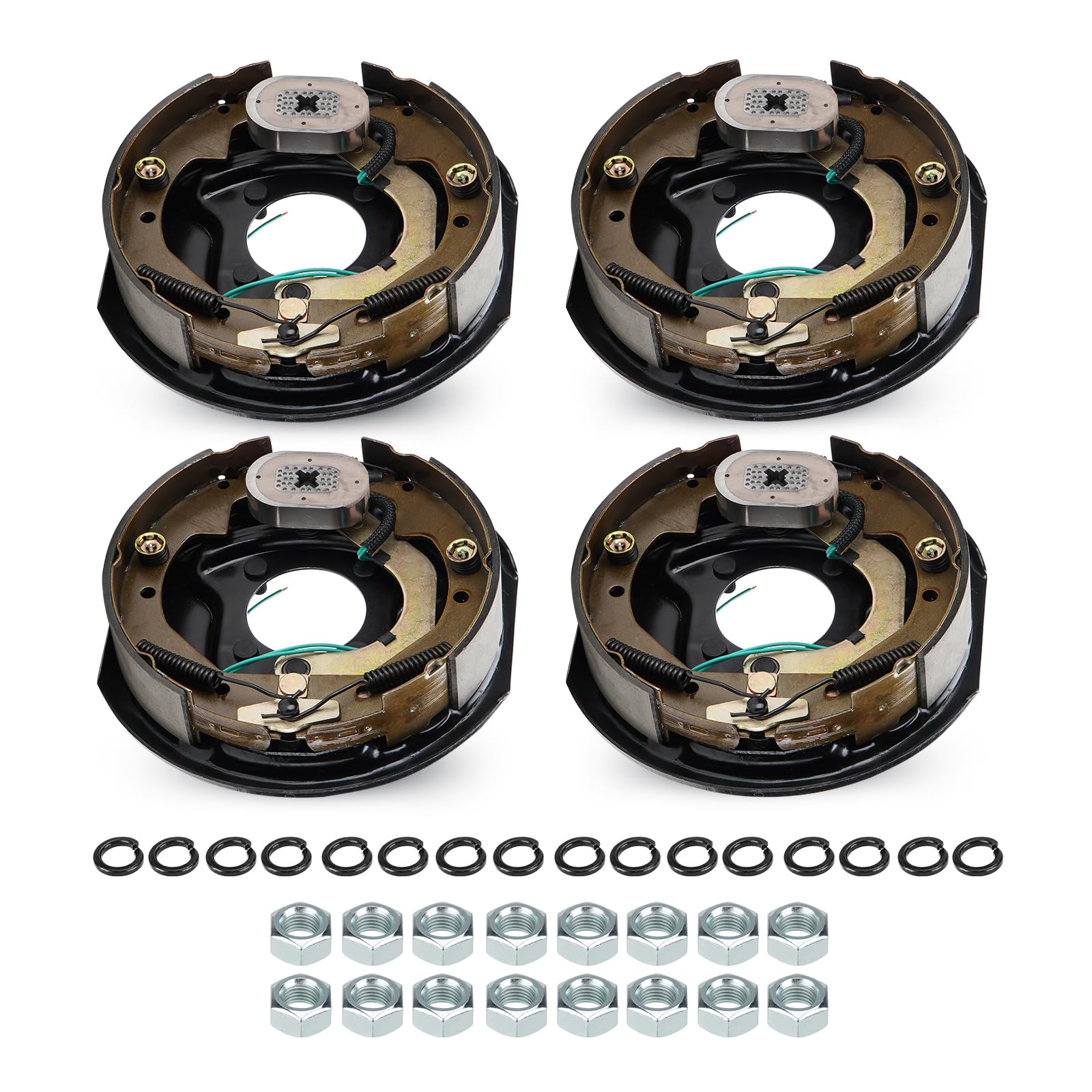 SEHNSUCHT Trailer Electric Brakes, 2 Pair of 4 Hole Mounting Electric Brake Assembly 10" X 2-1/4" for 3,500 lbs Axle-(Set 4: 2 Left+2 Right)