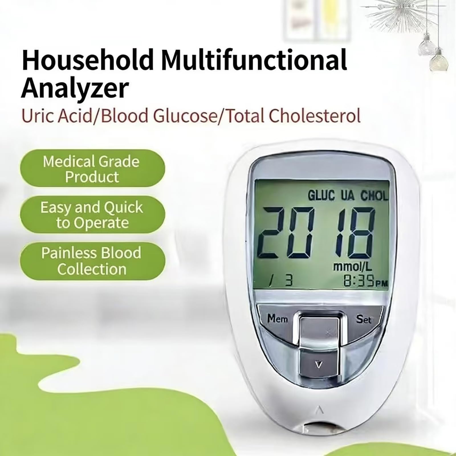 COYEUX Macchina Multifunzione per Test del Colesterolo Totale Dell'acido Urico del Glucosio 3 in 1, Kit per Il Test del Diabete, 50 Strisce Reattive per Zucchero nel Sangue, 25 Strisce di Acido Urico