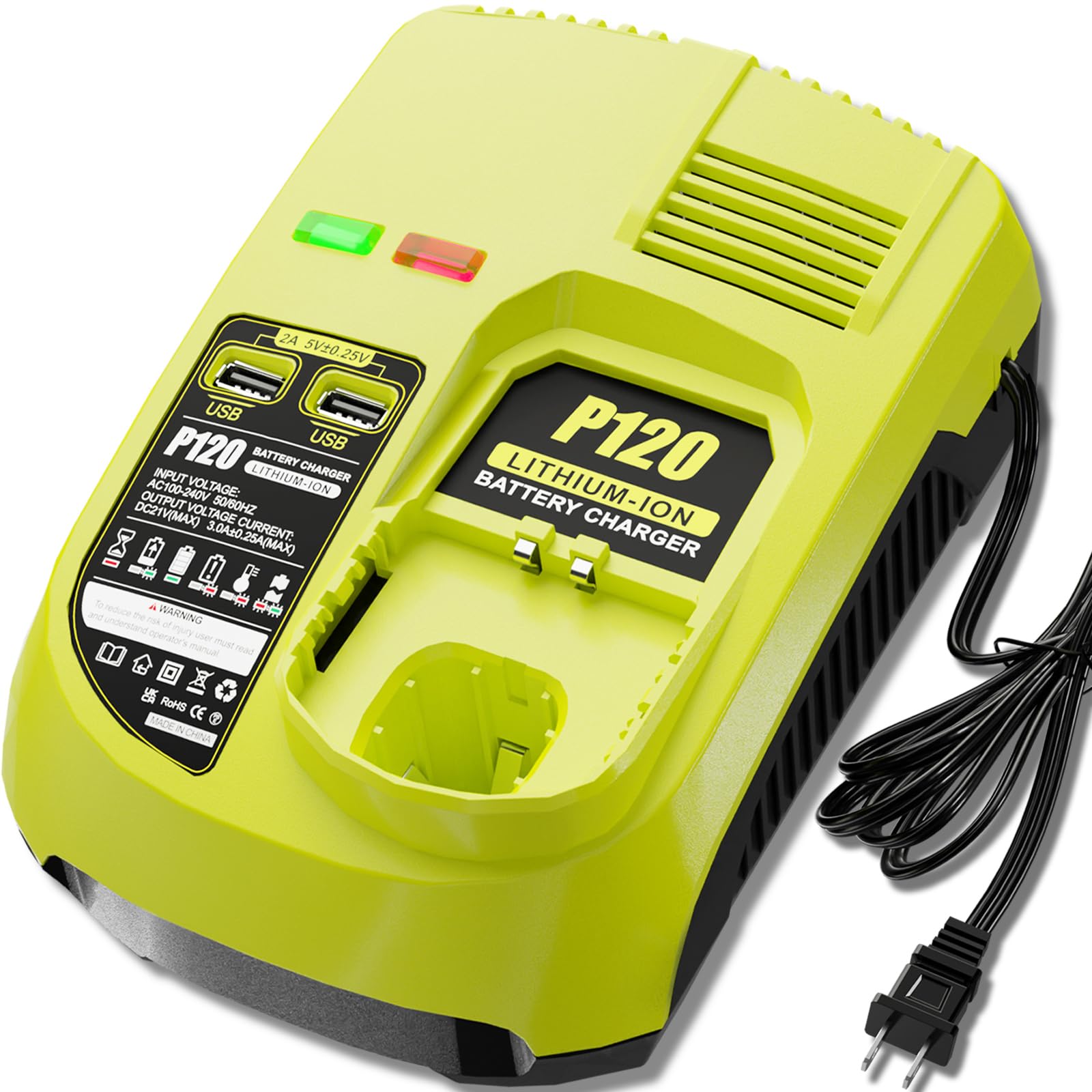 Ryobi 18v Battery LabTEC P117 Dual Port Battery Charger