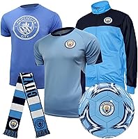Vista 1 de Icon Sports Pro League Paquete de Fan Ultimate – 5 piezas de mercancía de fútbol con licencia oficial - Camiseta, Jersey, Chaqueta, Bufanda, Balón