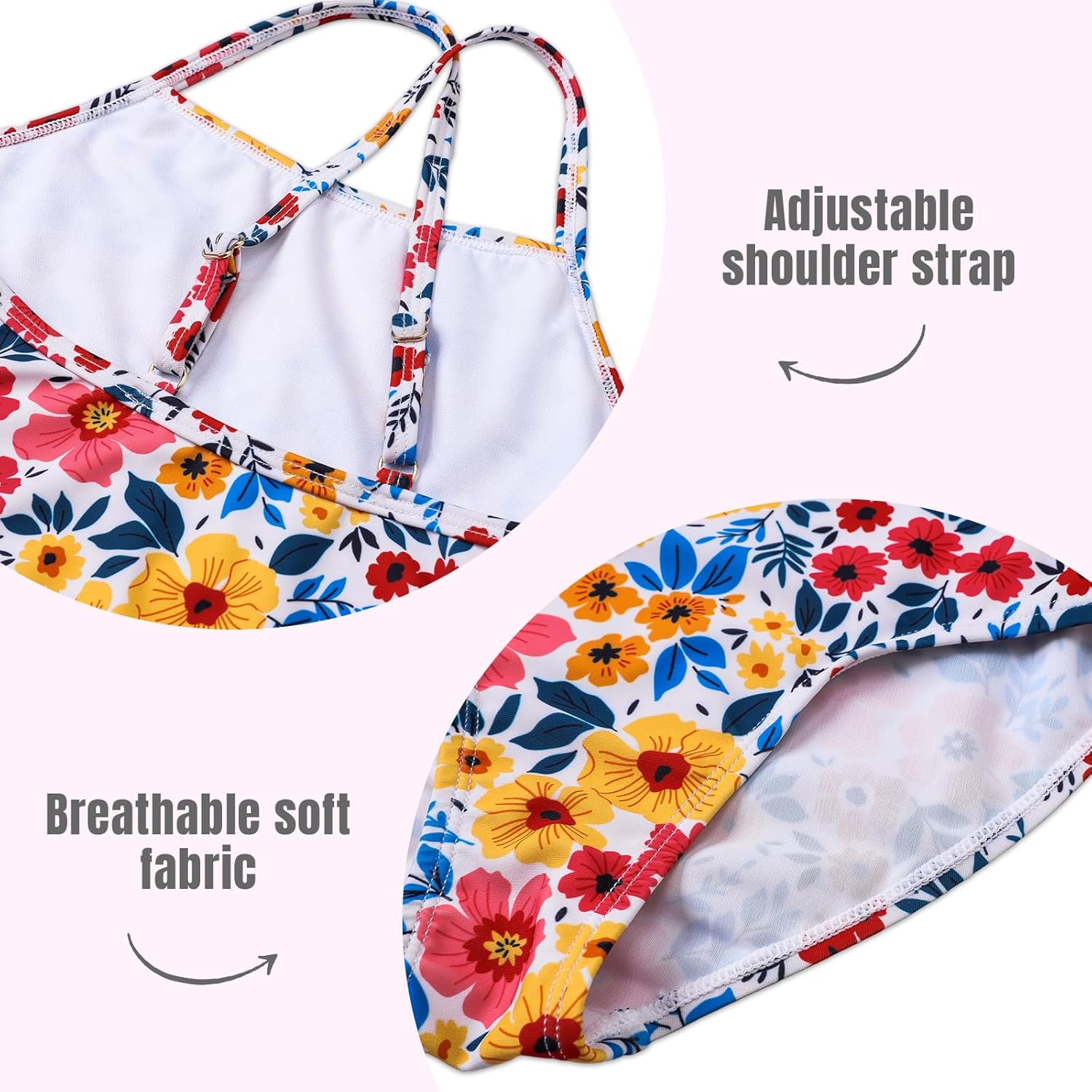 Girls One Piece Swimsuit Quick Dry Swimwear with UPF 50+ Crossback Adjustable Straps Beach Bathing Suit for 5-14 Years - Image 3