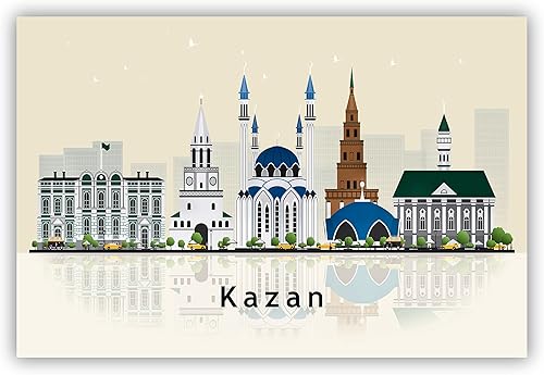 Miniatura 4 de Pera Print Póster de Kazán, póster de la ciudad del horizonte de la ciudad de Kazán, póster moderno de Rusia, impresión de paisaje urbano y punto de