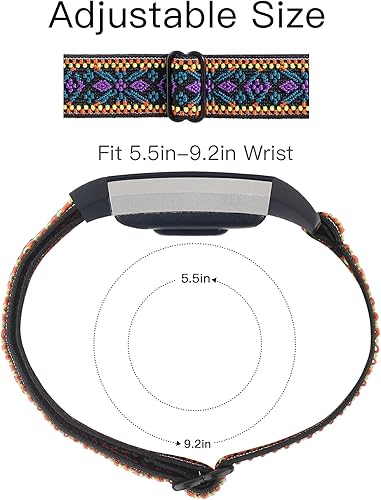 Miniatura 4 de YONWORTH - Banda elástica ajustable para reloj compatible con Fitbit Charge 2. Correa de nailon elástica, suave para muñecas. Pulsera deportiva de