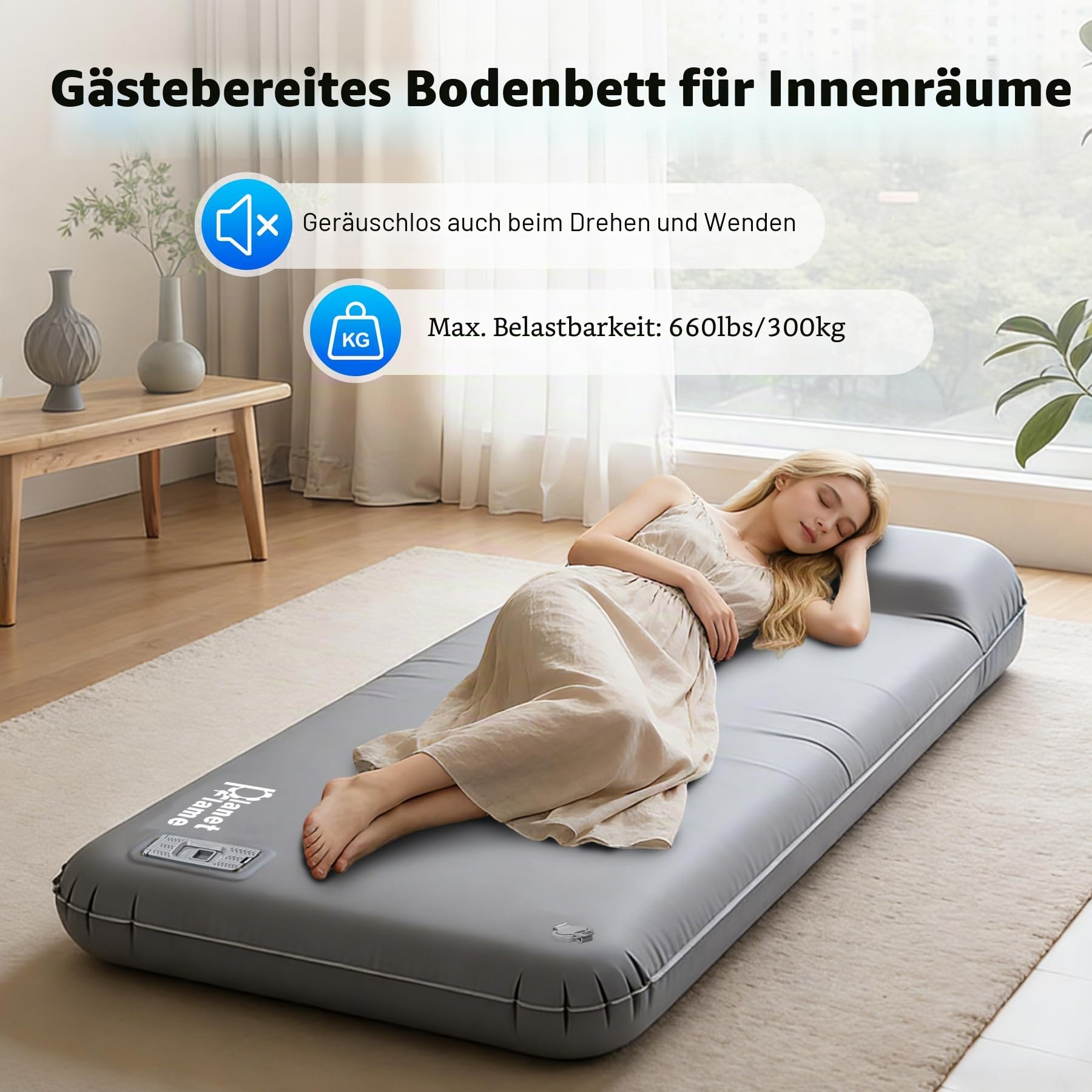 Isomatte Selbstaufblasend Schaumstoff-Schlafmatte Mit Elektrischer Pumpe Eingebautes Kissen, Camping Luftmatratze 8cm Dicke für Zelt, Autoreise,Haushalt