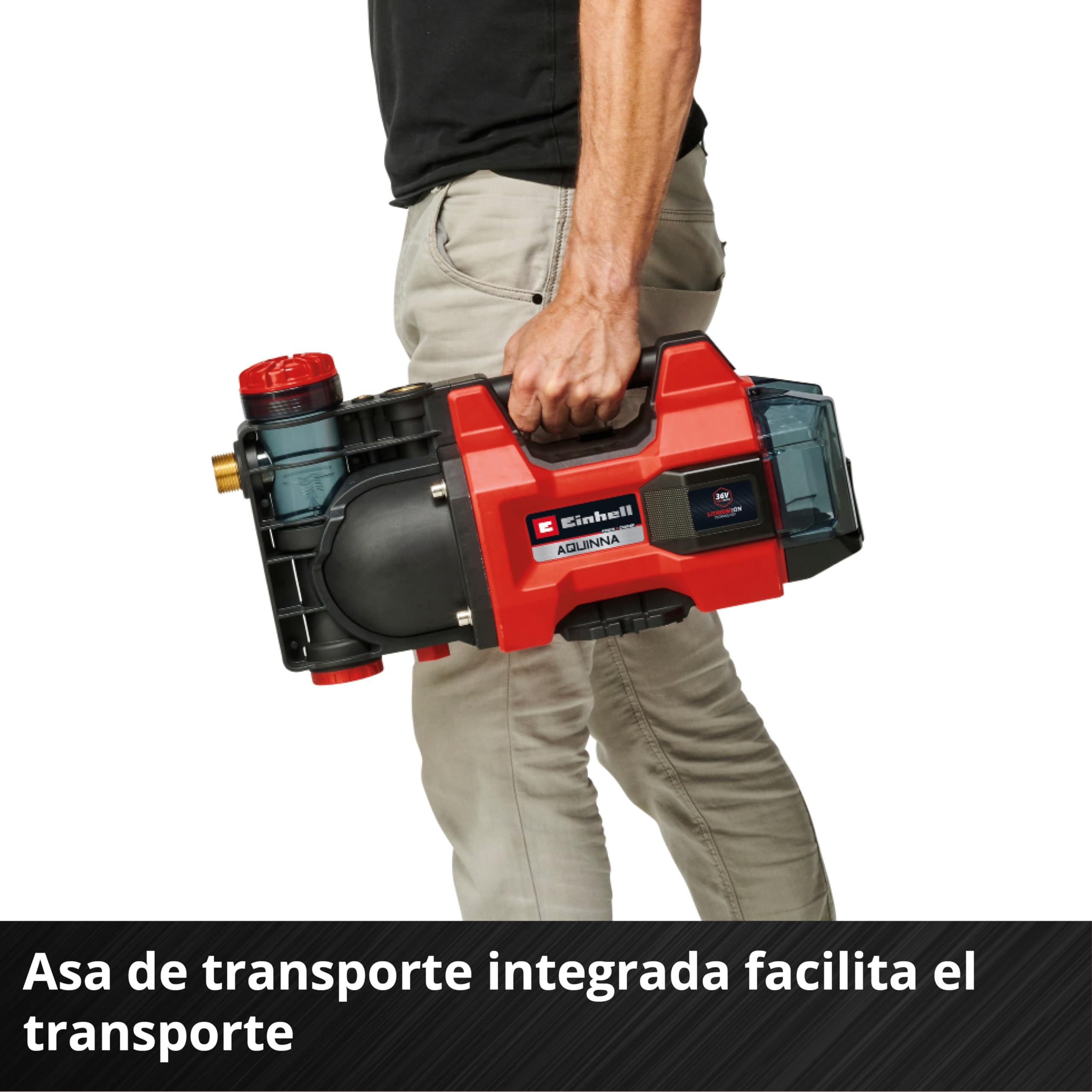 Einhell Bomba de jardín con batería AQUINNA 36/34 Power X-Change (36 V, caudal máx. 3400 l/h, máx. 37 m de altura de impulsión, protección contra heladas y sobrecargas, sin batería)