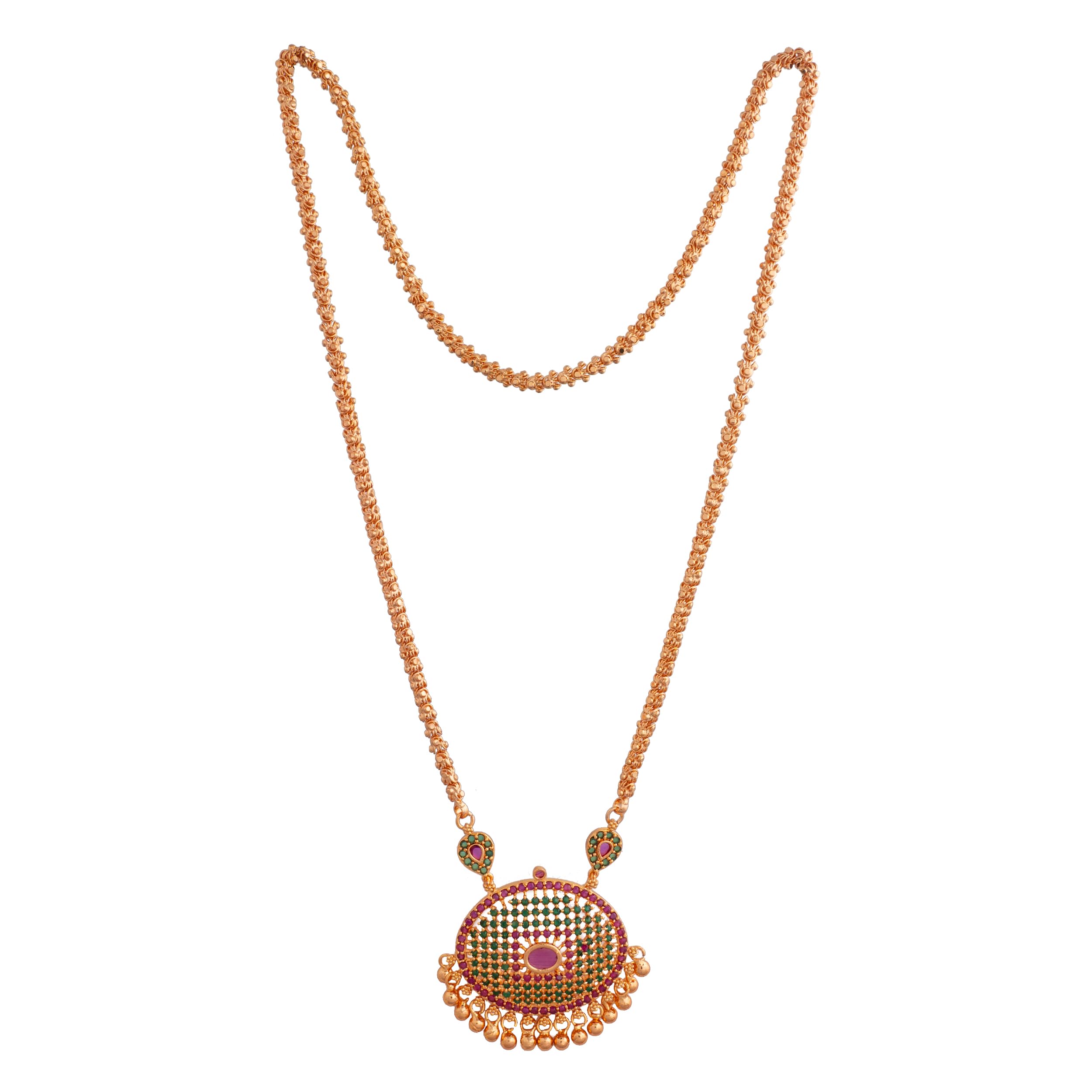 Radhas Creations Golden necklace with Big Oval pendant MEDIUM length 24" for women and girls one gram gold No .1117 (B0C3QYKNMD) Amazon Price History, Amazon Price Tracker