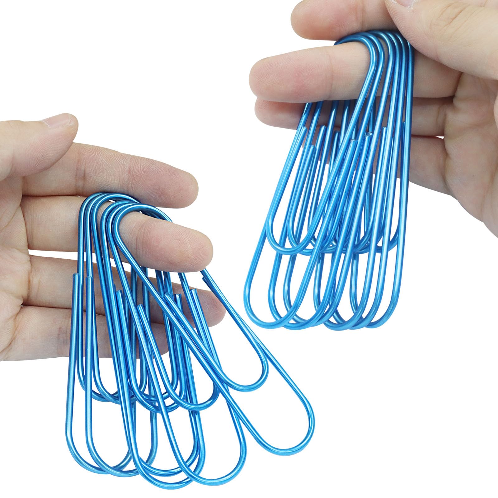 Auvotuis 15Pcs 4 Inch Jumbo Paper Clips, Blue Coated Large Reusable Big Paperclips for Office School Home Document Organizing
