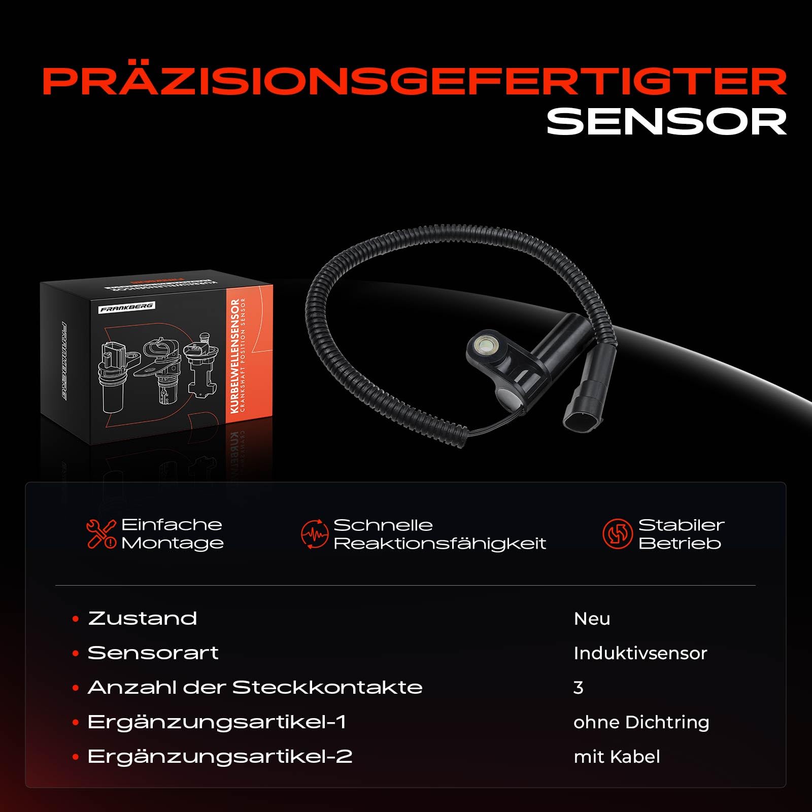 Frankberg Posizione dell'albero Motore Sensore dell'albero Motore 3-Poli Compatibile con Grand Cherokee I ZG ZJ Wrangler I SJ YJ Replace# 56026884,56027280