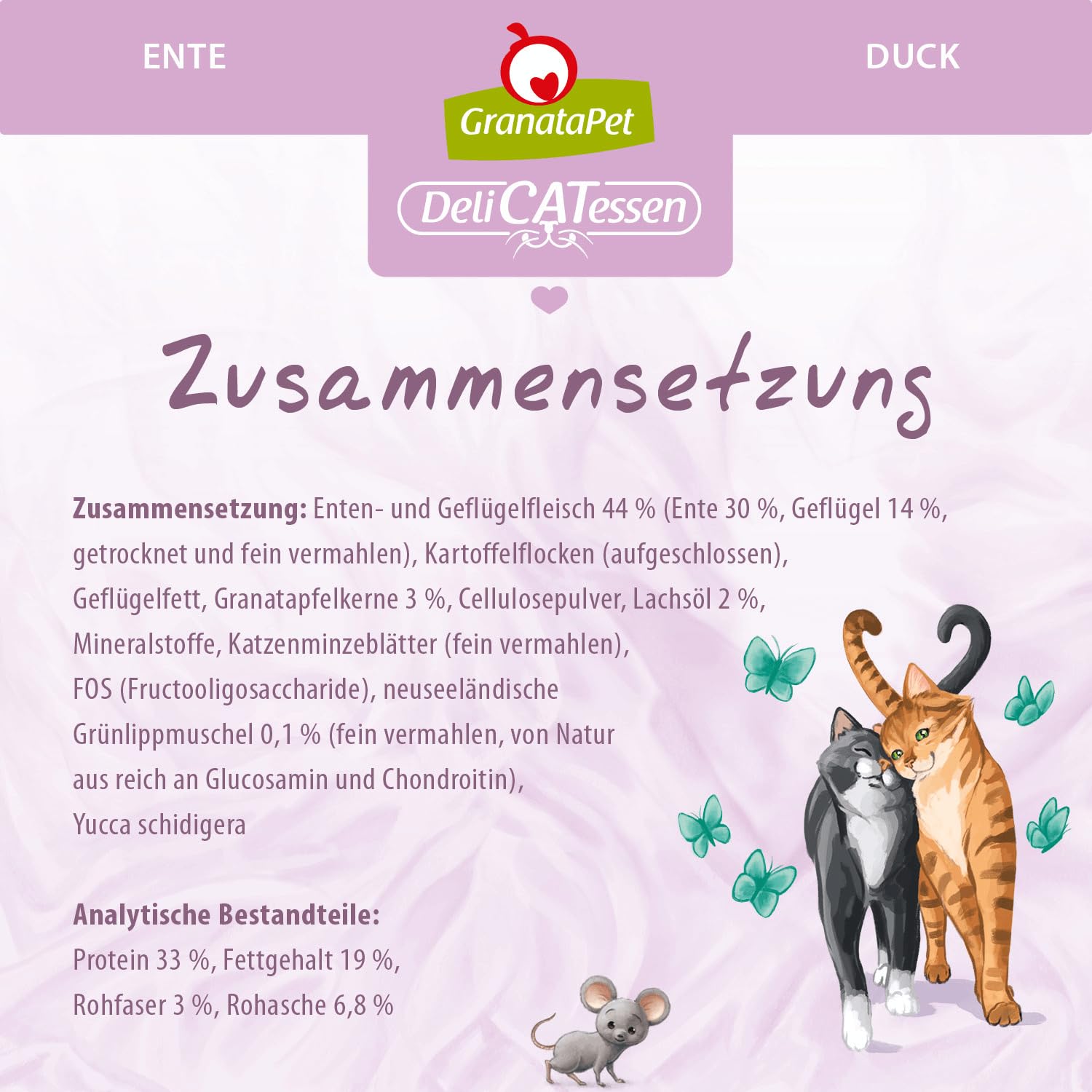 Granatapet Delicatessen Karma dla Kotów, Kaczka/Kurczak, 9 kg | Karma pełnoporcjowa, Bez zbóż, Bez dodatku cukru, Tauryna, Olej z łososia i małża nowozelandzka, Made in Austria