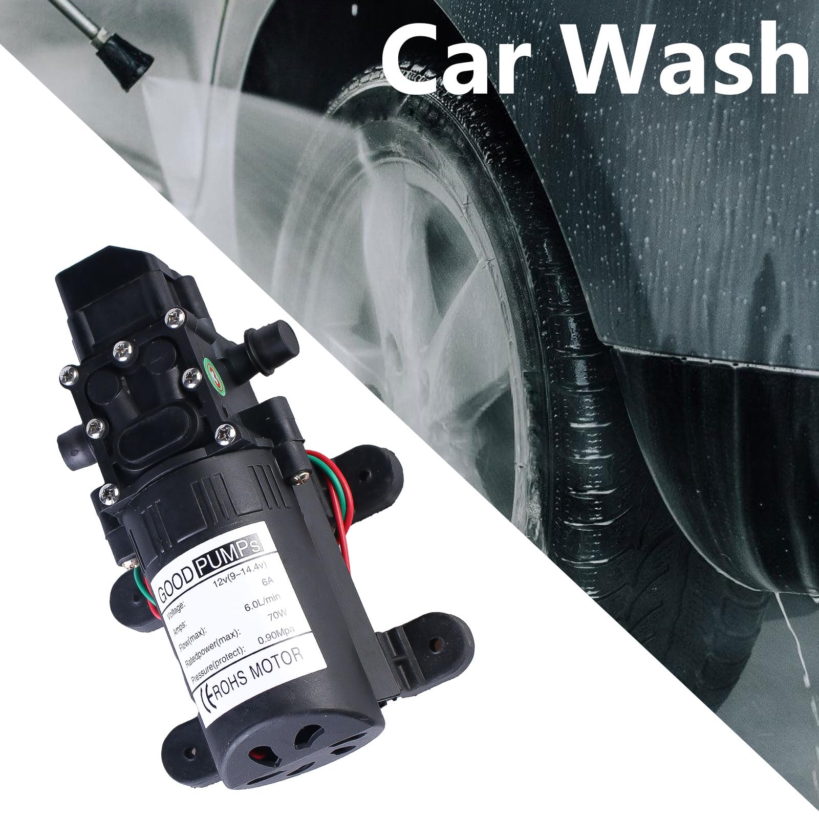 Pompa Acqua 12V 70W Autoadescante - A Membrana Per Camper, Barca, Giardino, Portatile, 6L/Min, 0.9MPa - Foto 6