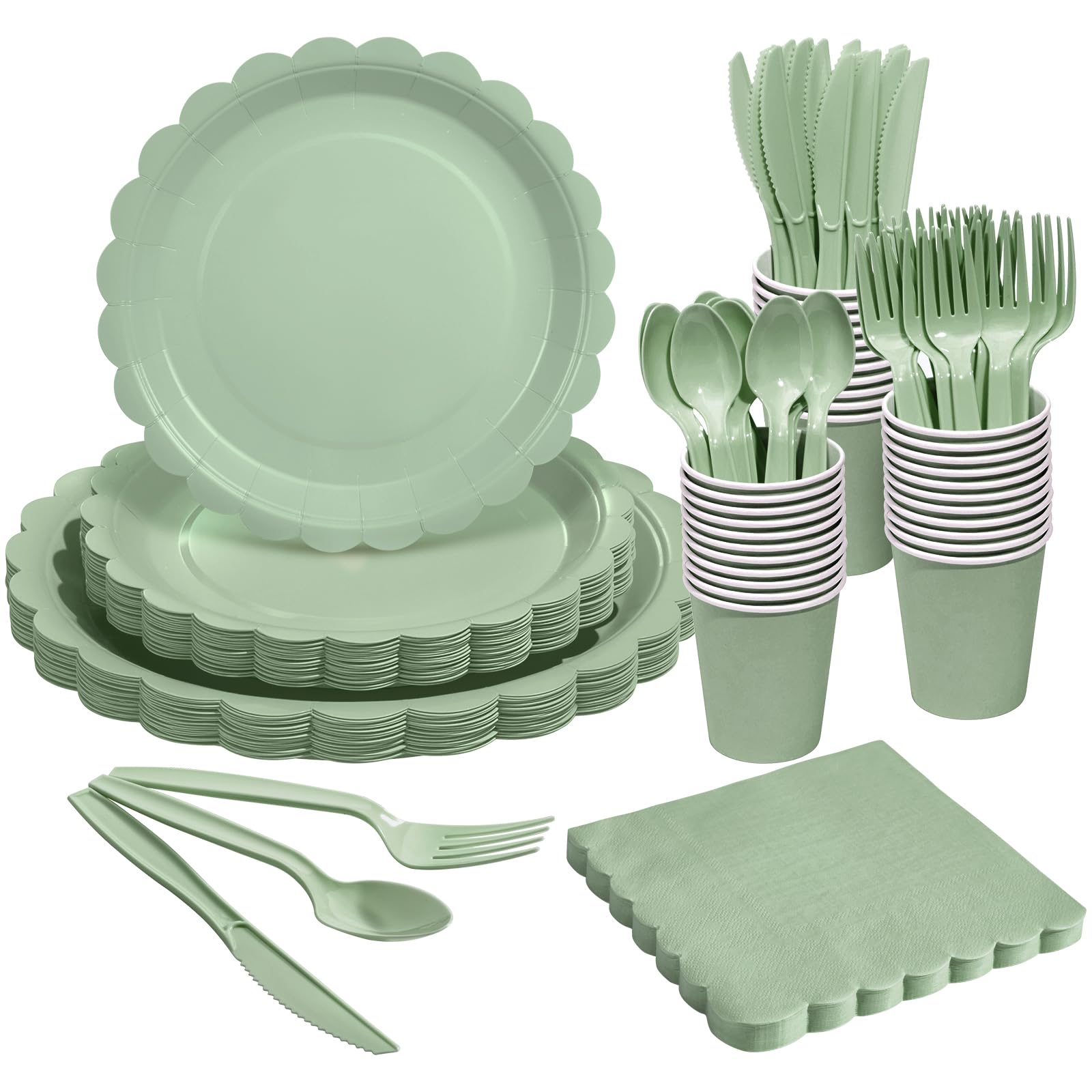 Goodluck Ivory Disposable Plates - 350PCS Party Set -17