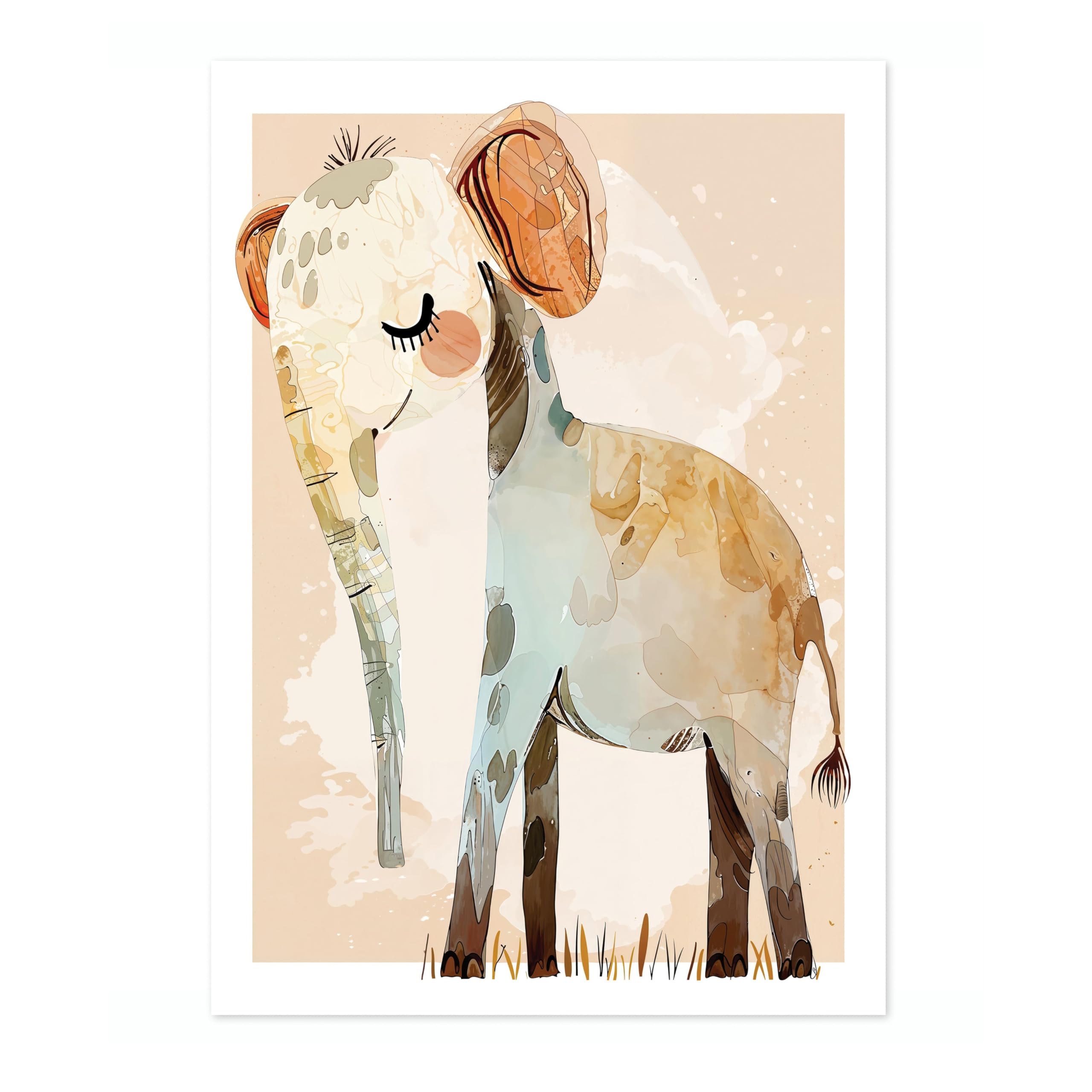 Elephant Animal Nursery Prints, Baby And Kids Wall Art Bedroom Decoration, Archival Matte, A2 (Print Only) - 59.4x42cm โ image 1