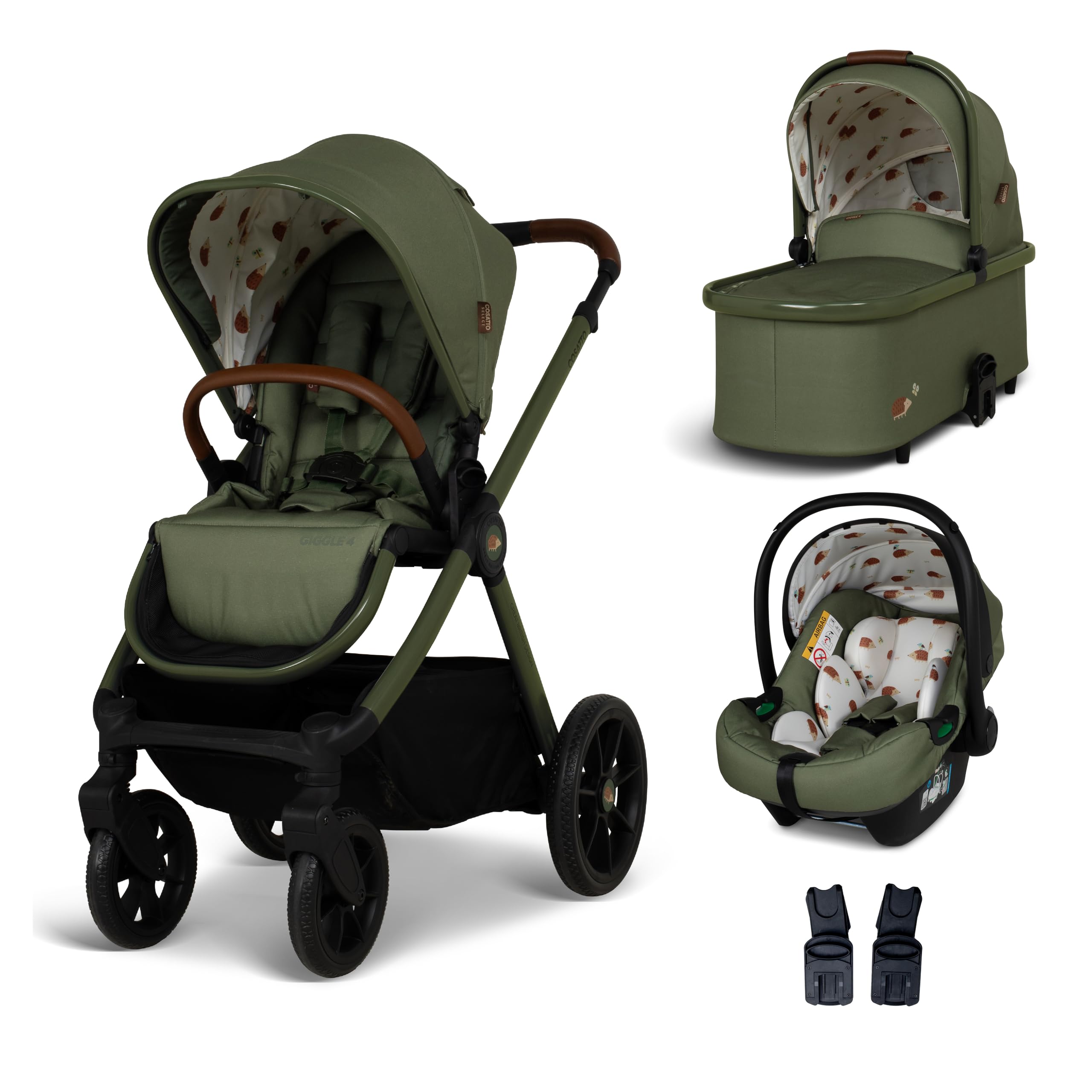COSATTO Giggle 4 Travel System - Sistema da viaggio 3 in 1, 0-25 kg, ca. 4 anni, pieghevole, carrozzina, carrozzina, navicella, seggiolino auto, seggiolino i-Size gruppo 0+, seggiolino auto e