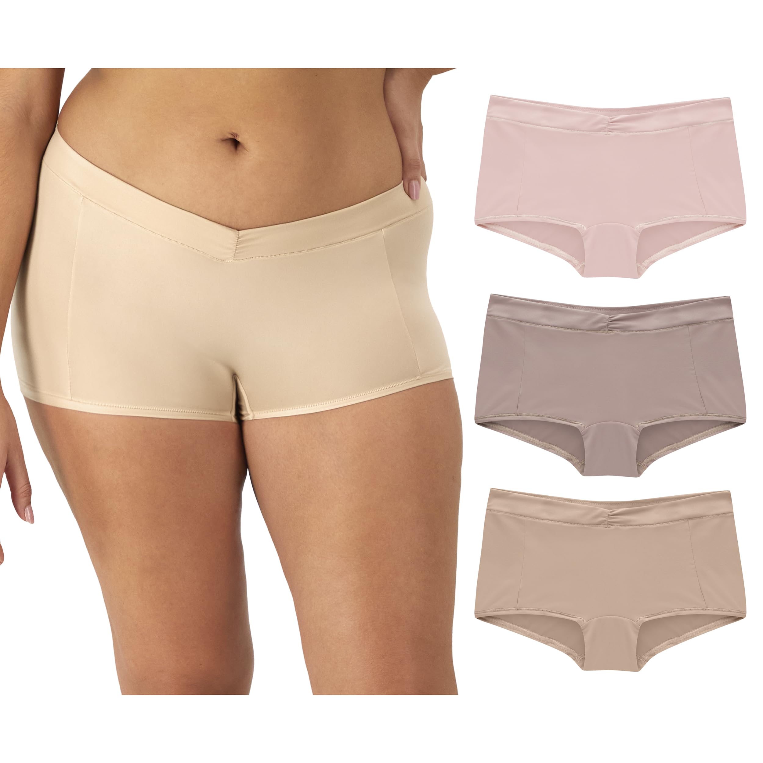 Maidenform Mutandine boyshort da donna in microfibra, a vita media, confezione da 3