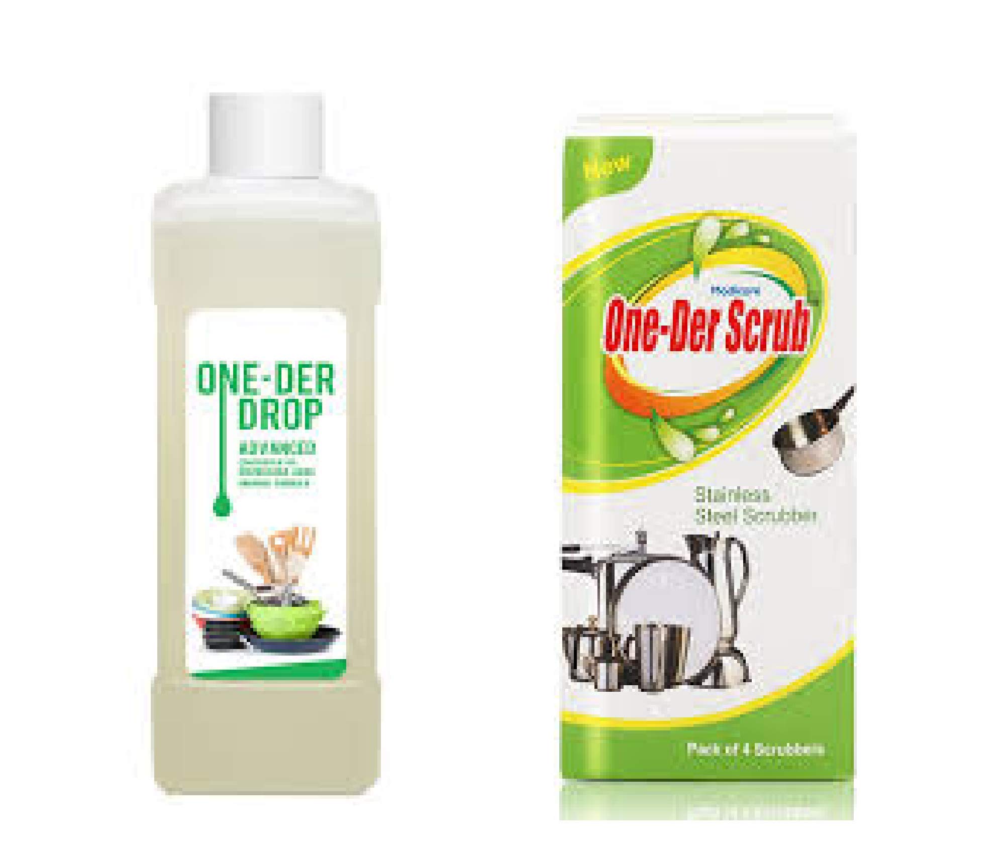 Modicare One-Der Drop Advanced Concentrated Dish Washing Liquid Original Formula 500ml + One Der Scrub (Pack of 4 Pcs) Combo Pack-image-38