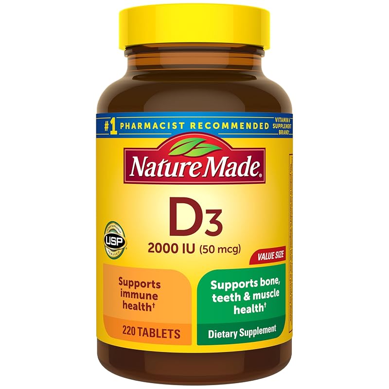 Nature Made Vitamina D3 2000 IU (50 mcg), 220 comprimidos
