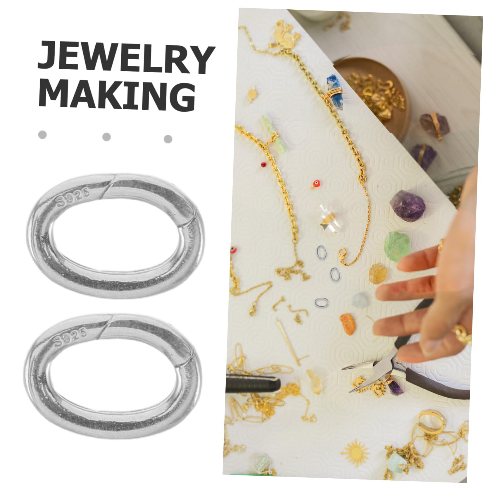 SHINEOFI 2pezzi Chiusure Terminali per Braccialetti e Collane Connettori Molla in Metallo Accessori per Creazione di Gioielli Fermagli per Collane di Gioielli