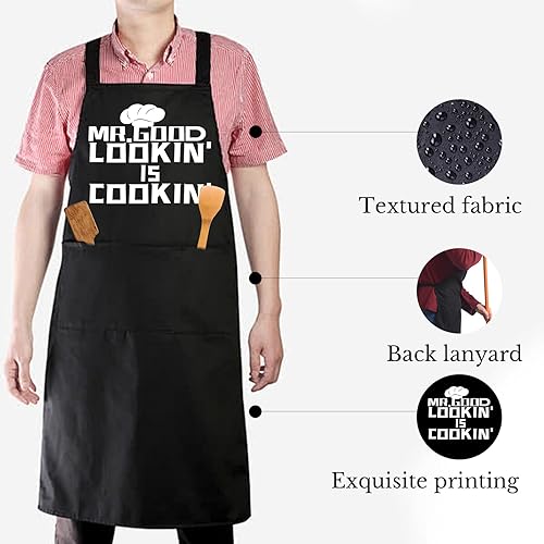 Miniatura 4 de DHQH Divertido delantal de cocina para mujer, delantal de chef para hornear y cocinar con 2 bolsillos, cumpleaños, día de la madre, inauguración de