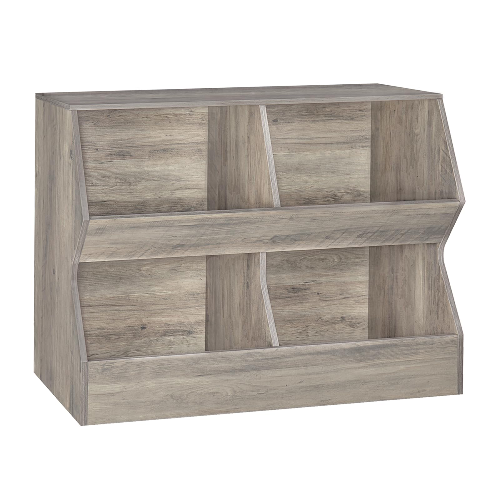 DINZI LVJ Kids Bookshelf, Toy Storage Organizer, Wooden Toy Storage Cabinet, 4 Cubby Children Bookcase, 43.3" L Toddler Book Shelf for Bedroom,