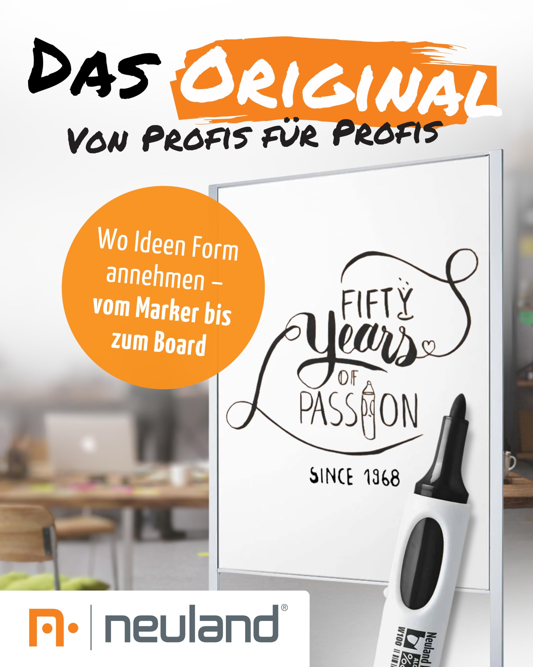Neuland No.One® R Whiteboard 10er-Set Basic Tones 9W I Marker mit Rundspitze 2-4 mm I Farbset mit 4x Schwarz 2x Rot 2x Blau 2x Grün I Wiederbefüllbare Boardmarker für Whiteboards I trocken abwischbar