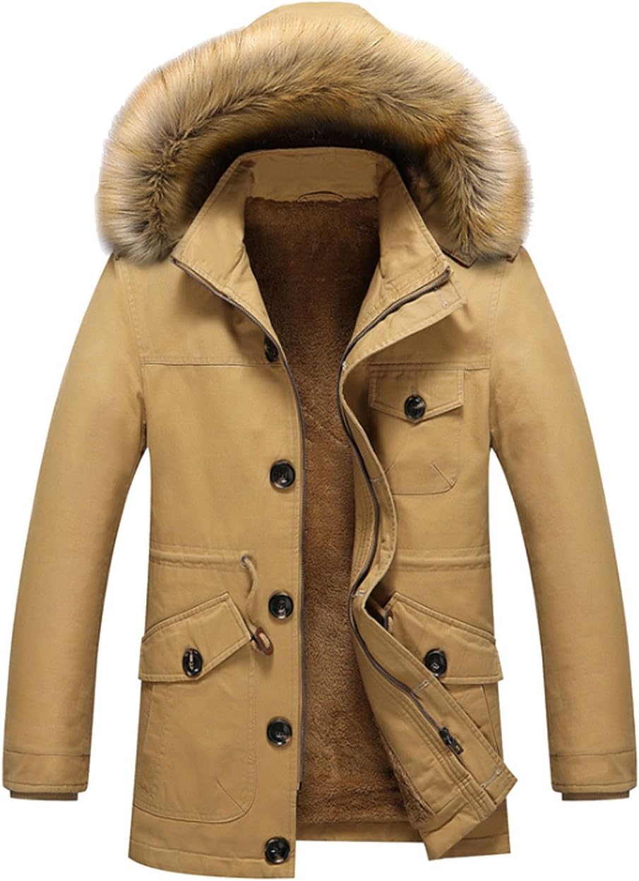 YGT Men's Winter Thicken Cotton Parka Jacket with Removable Hood Fleece Outwear Jacket …