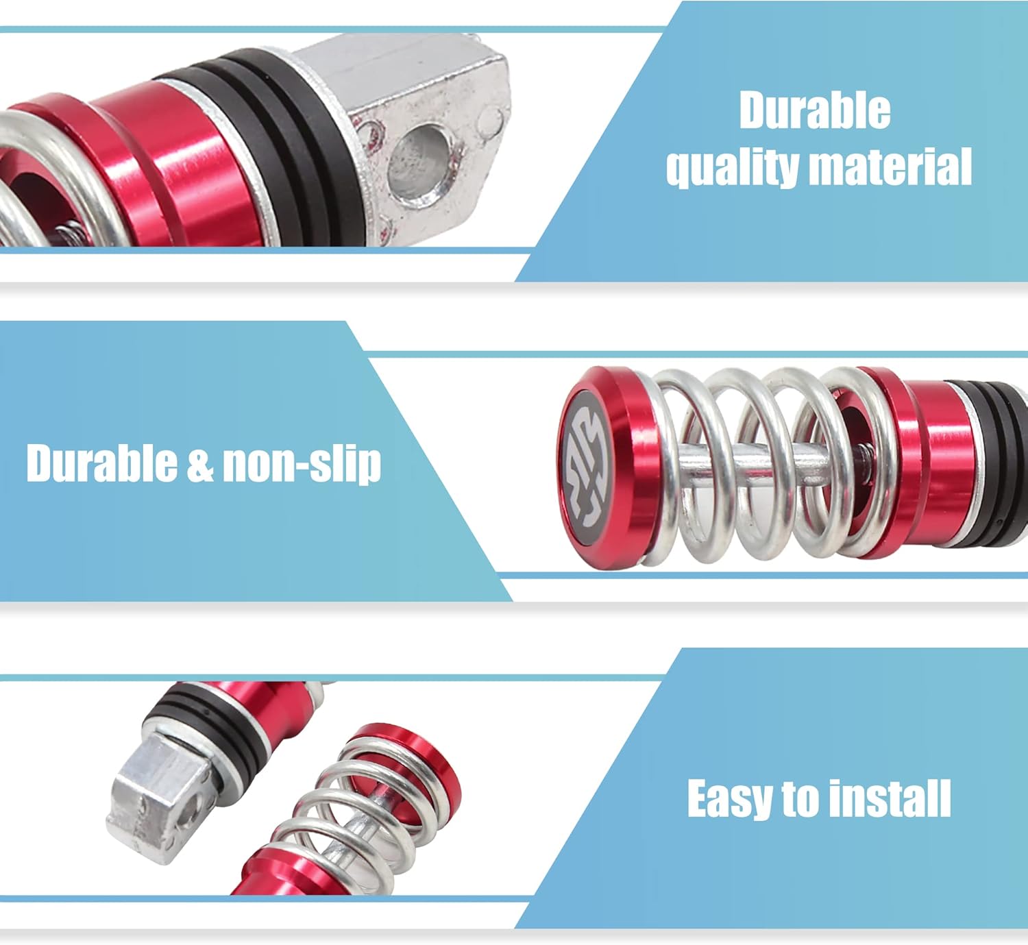 uxcell 1 Pair 8mm Metal Motorcycle Rearsets Rear Set Footrest Footpeg Foot Rest Peg Bike Bicycle Cycling Red Silver Tone