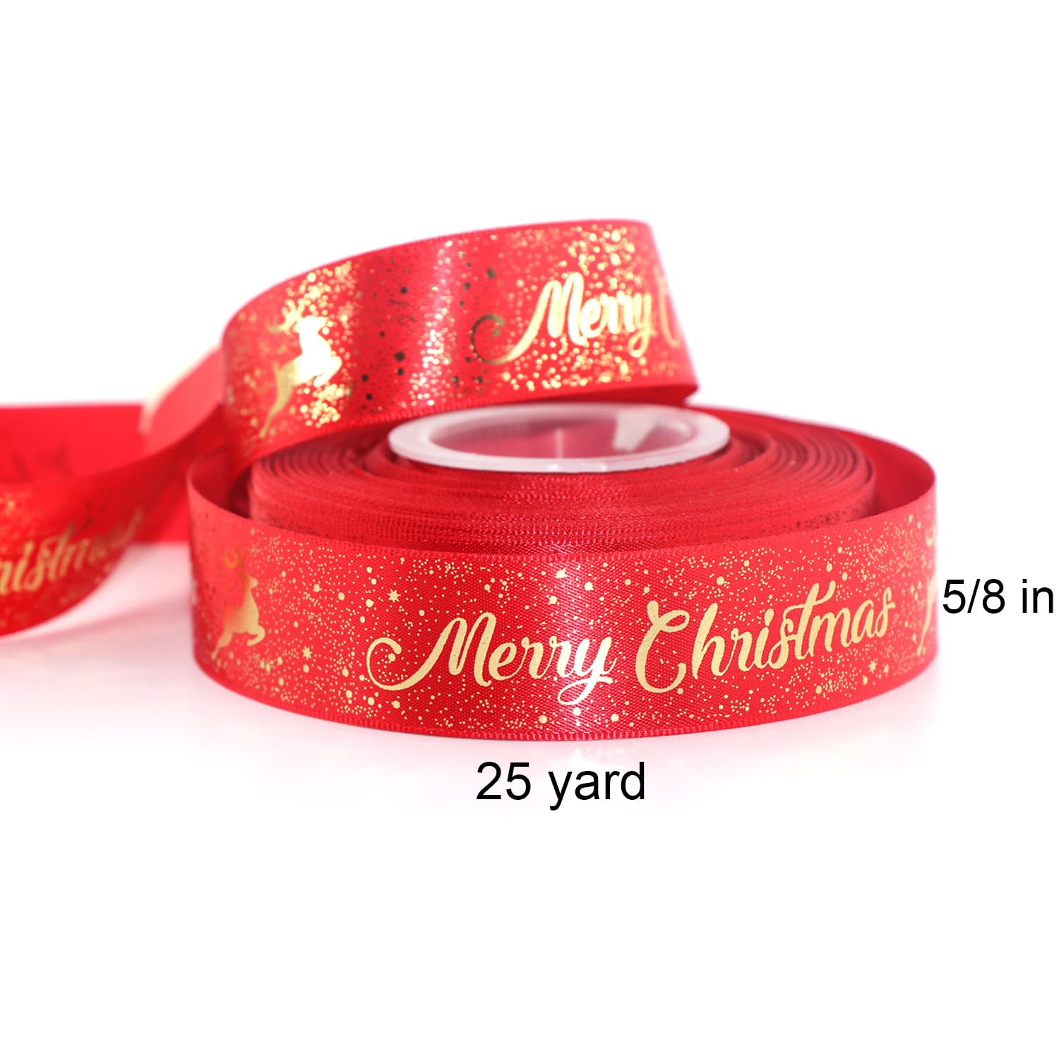 LOOGI Merry Christmas Ribbon 25 Yards, 5/8