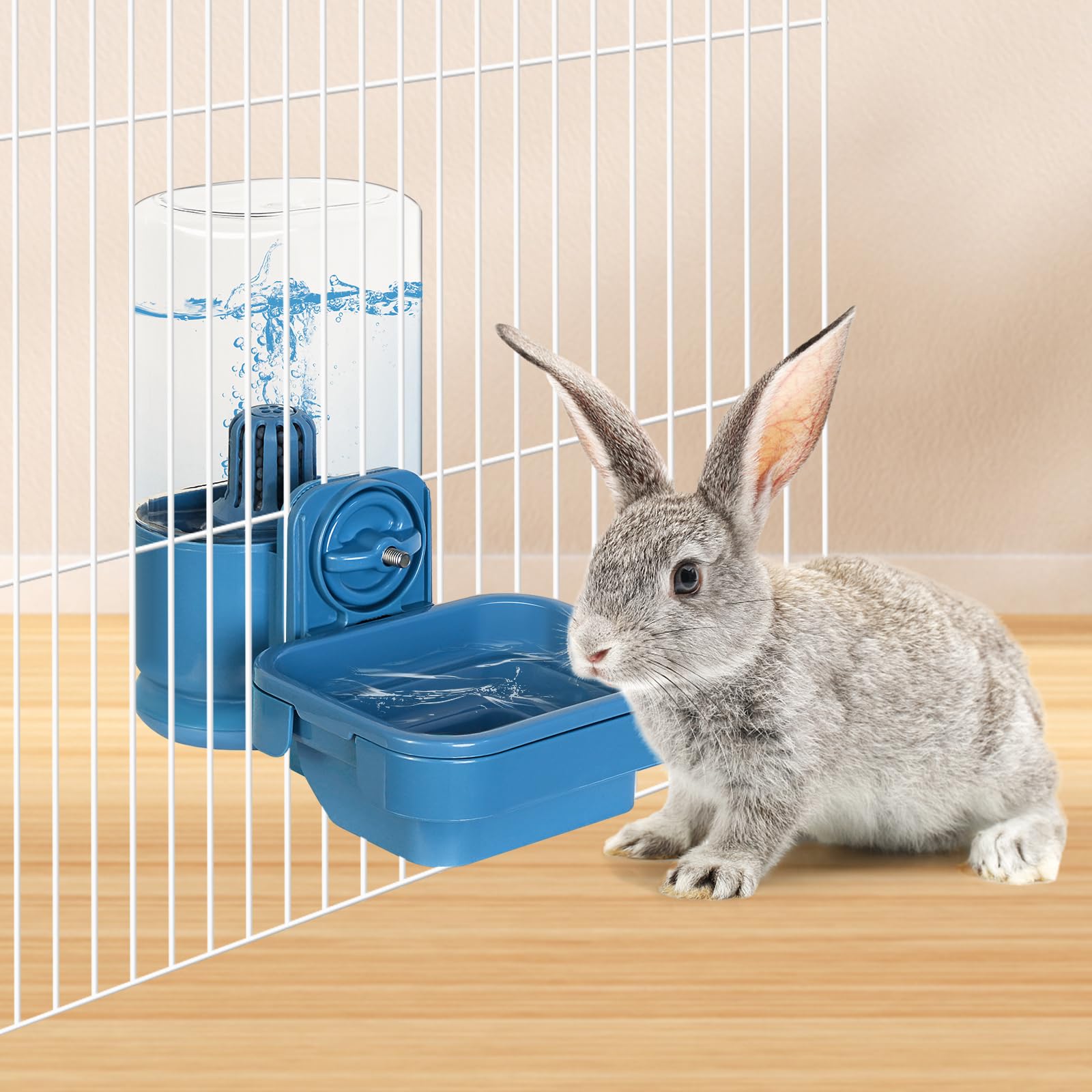 Vannon Dispensador de botellas de agua de animales pequeños para jaula, cuenco de botella de agua con filtro para jaula, cuenco de agua de gravedad antidesbordamiento para cobayas, conejos, hurones,