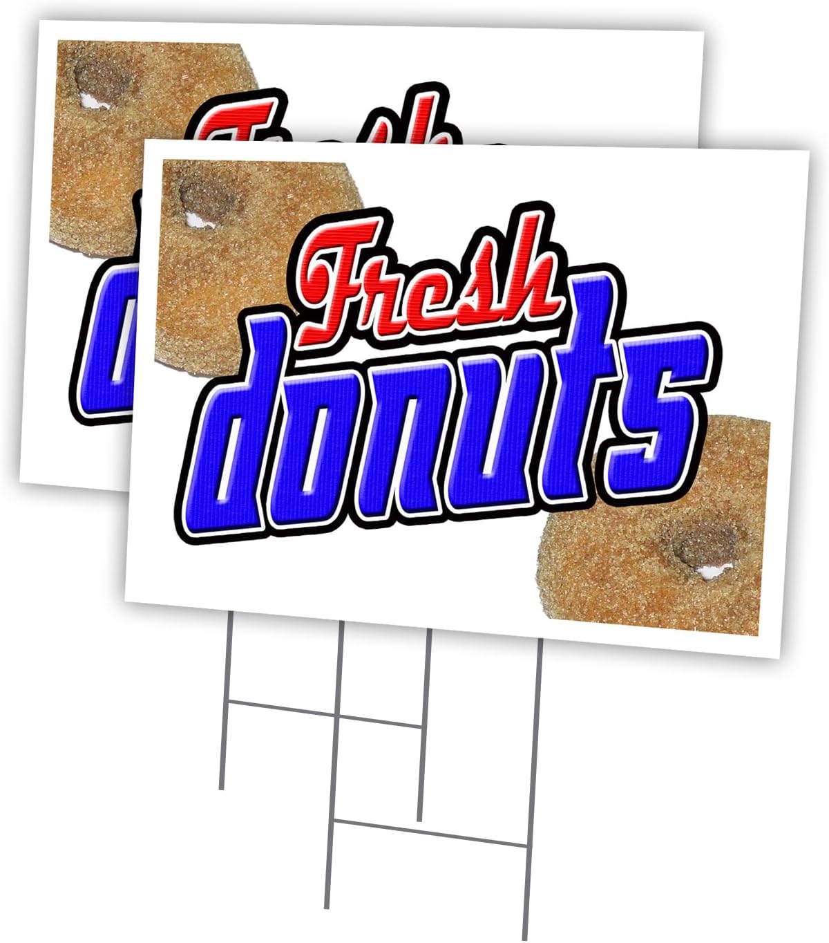 Donuts 2 Pack of 18" x 24" Yard Sign & Stake | Advertise Your Business | Stake Included Image On Both Sides | Made in The USA
