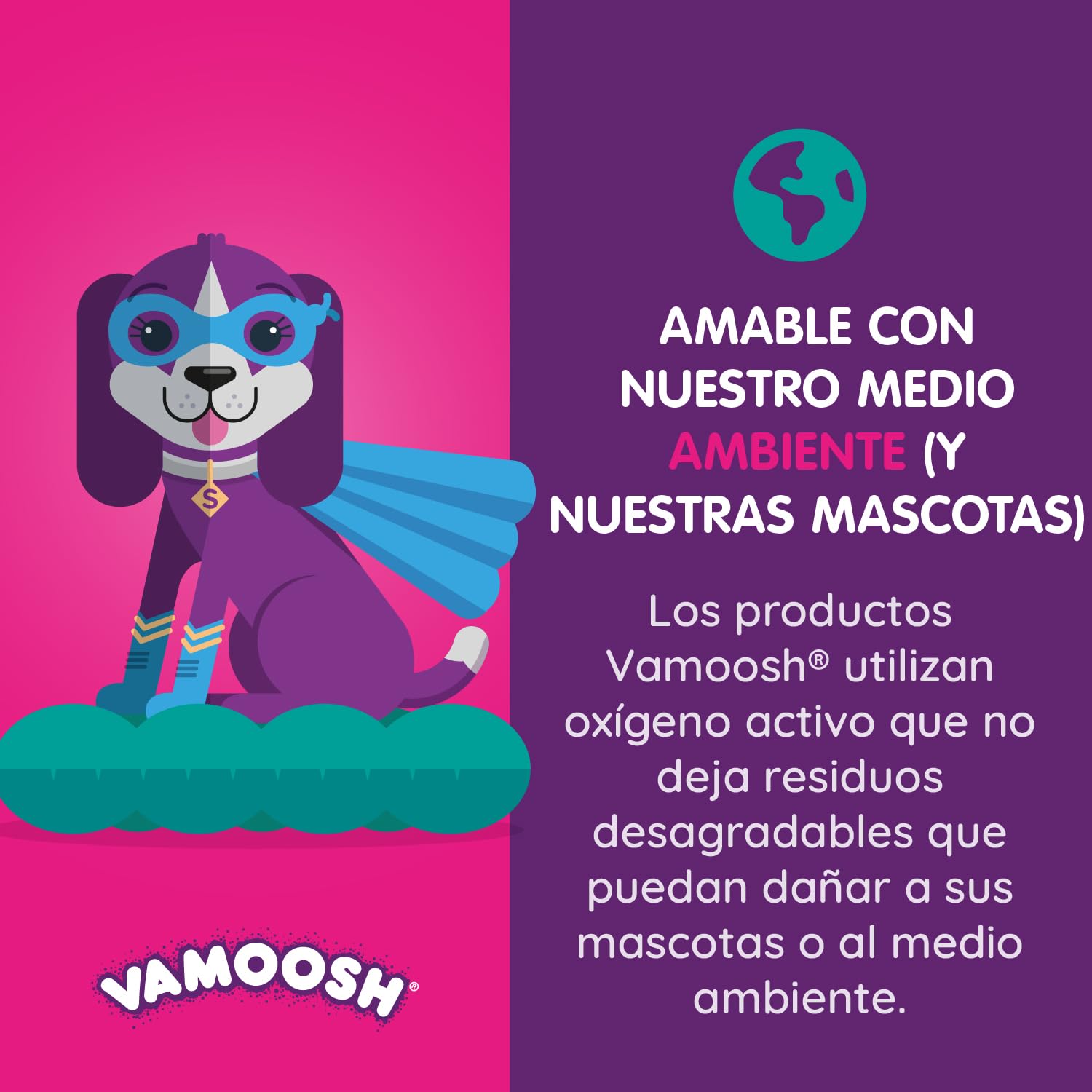 Vamoosh Quita Pelos Mascota para Detergente Lavadora - 18x100g (6 Cajas), Quitapelos para Mascotas, Perro y Gato, Limpiador de Lavadora, Disuelve Fácilmente el Pelo de Perro y Gato, 18 Lavados
