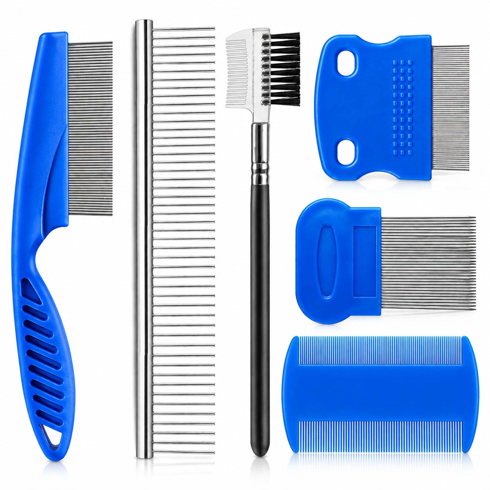 6 Pack Flea Comb for Cats Dogs, Stainless Steel Cat Flea Comb