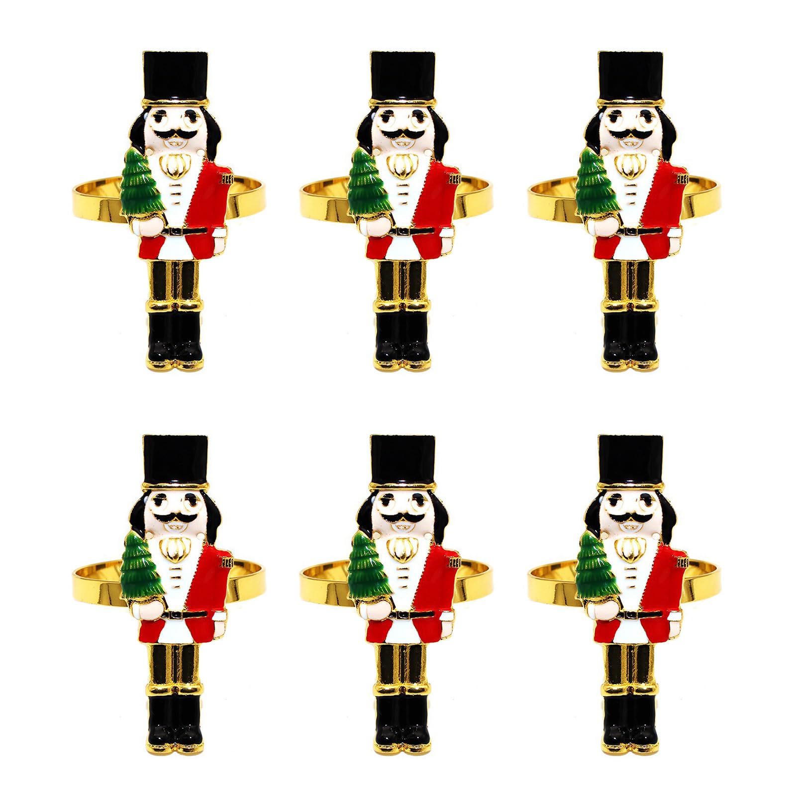 Tsophreniq Unique Metal Nutcrackers Napkin Rings Christmas Dinner Decorations for Festival Table Decors Christmas Dinner Parties Festival Tableware Accessories