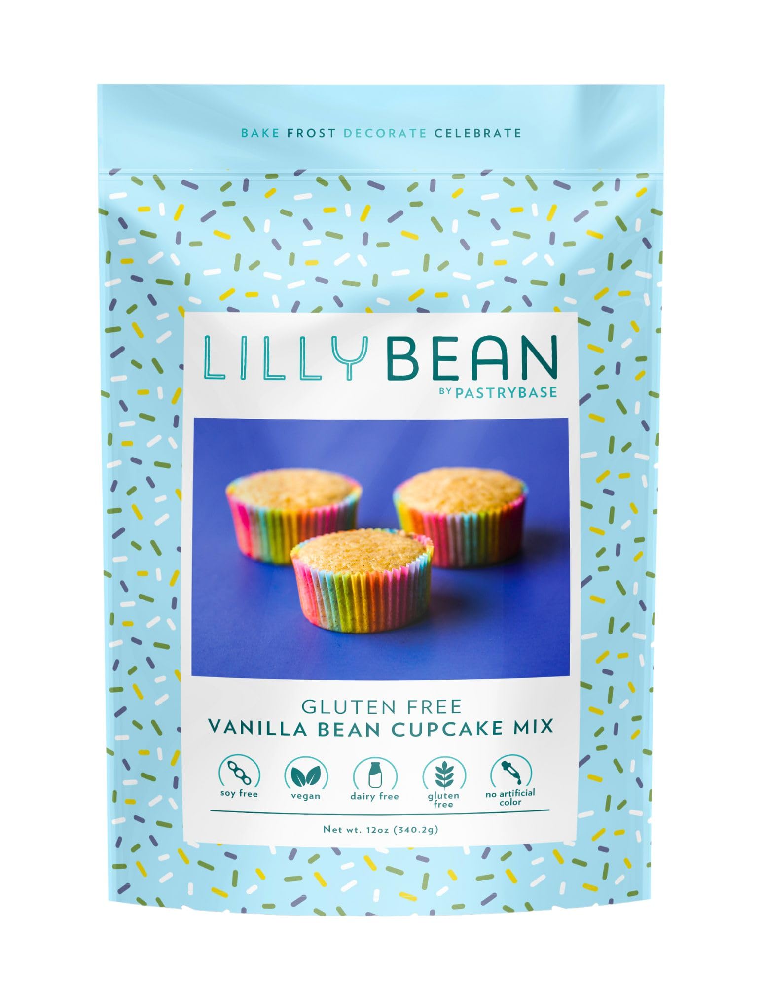 LillyBean Gluten Free Vanilla Bean Cake and Cupcake Mix with No Artificial Colors - Dairy and Soy Free, Vegan - Makes Delicious Desserts - Cakes,
