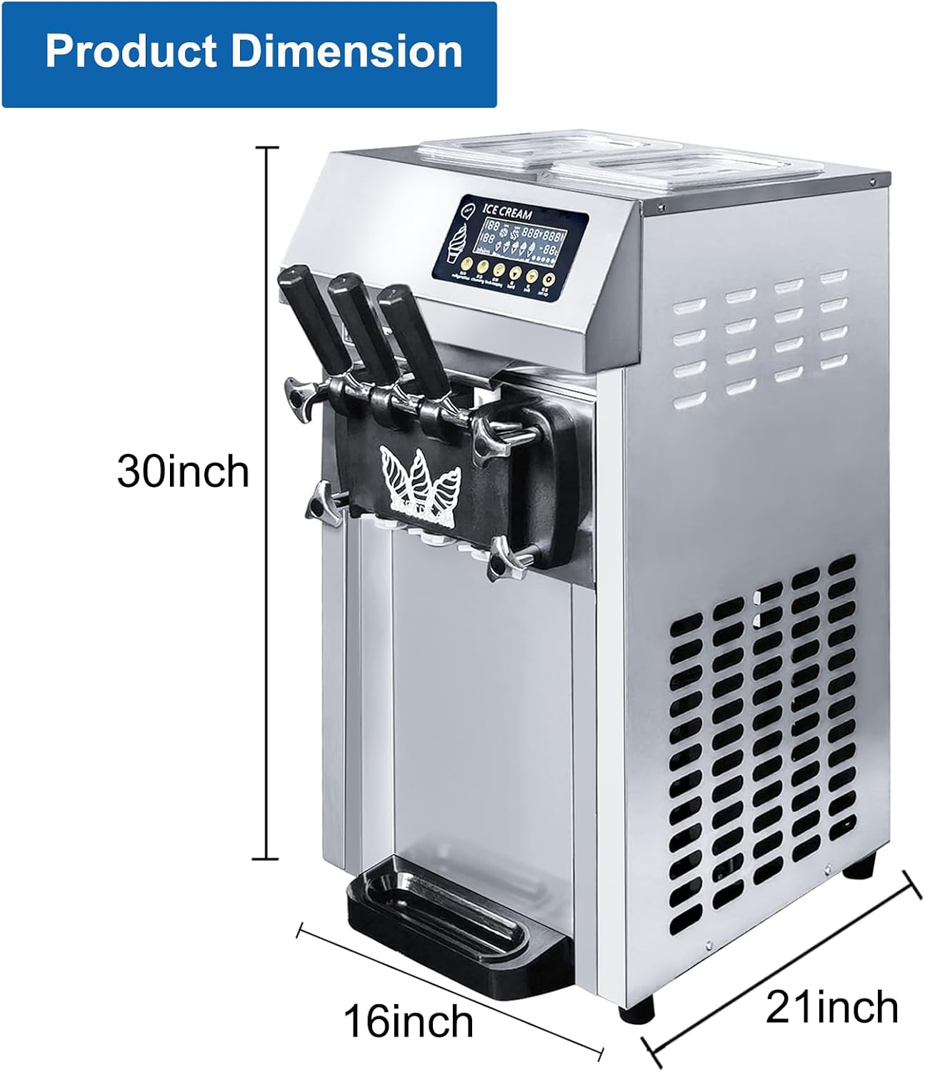 Dimensions of SHENGJINSH Ice Cream Machine A126
