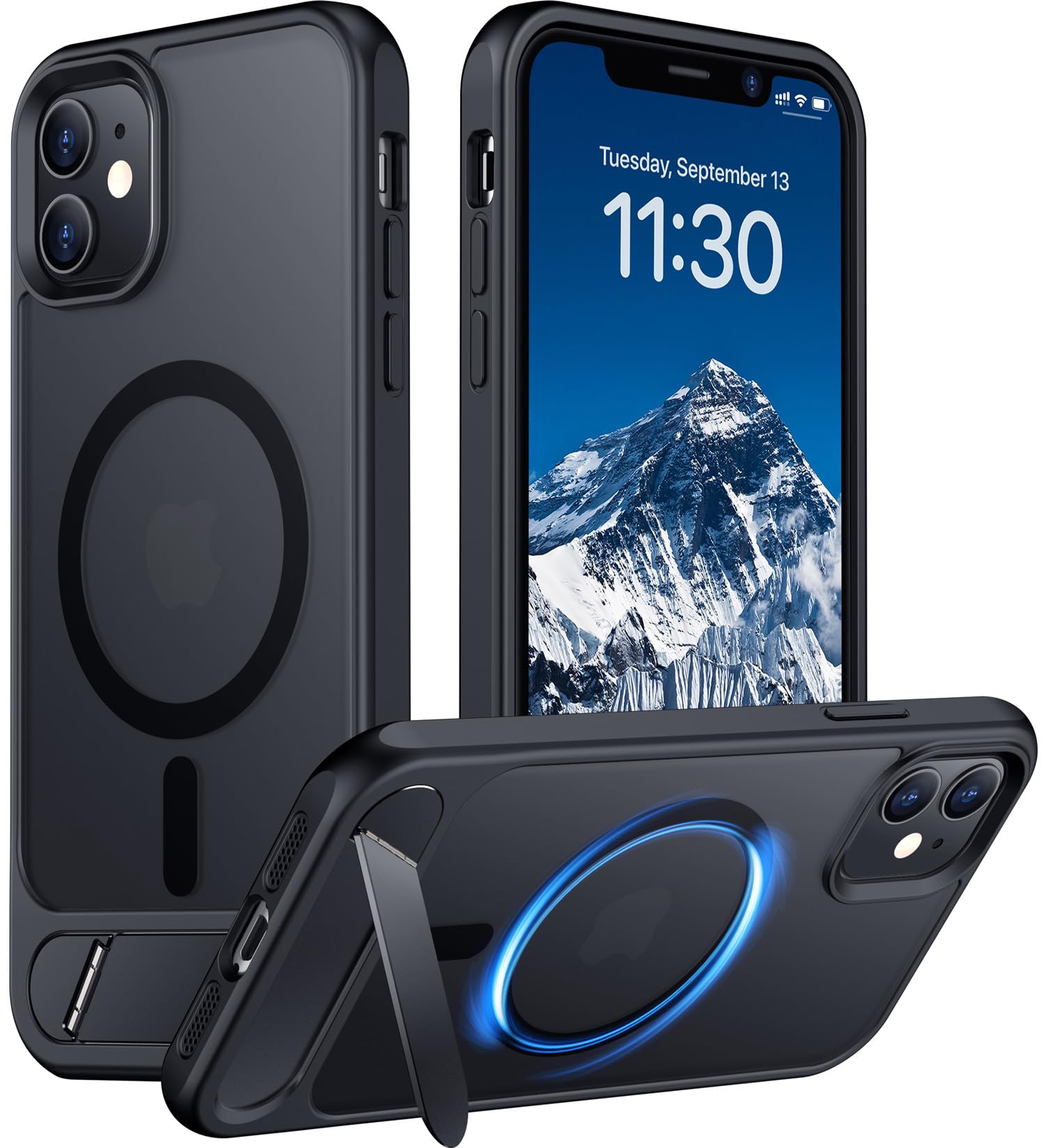 Temdan Magnetic Compatible with iPhone 11 Phone Case, [Built-in Invisible Kickstand][Compatible with MagSafe] [Military Grade Shockproof] Slim Translucent Matte Phone Case for iPhone 11 6.1"