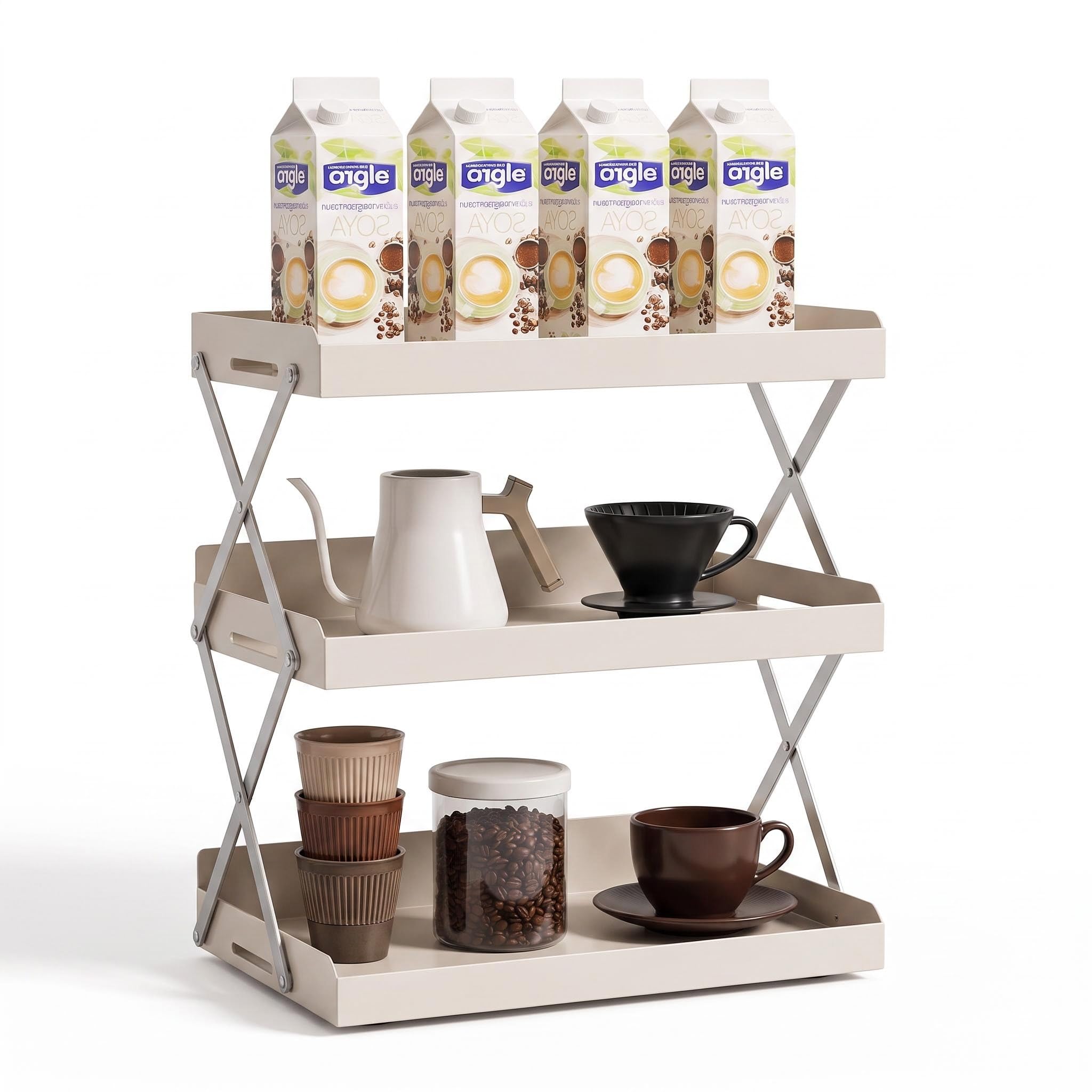 MIUSITE 3 Tier Coffee Station Organizer for Countertop, White