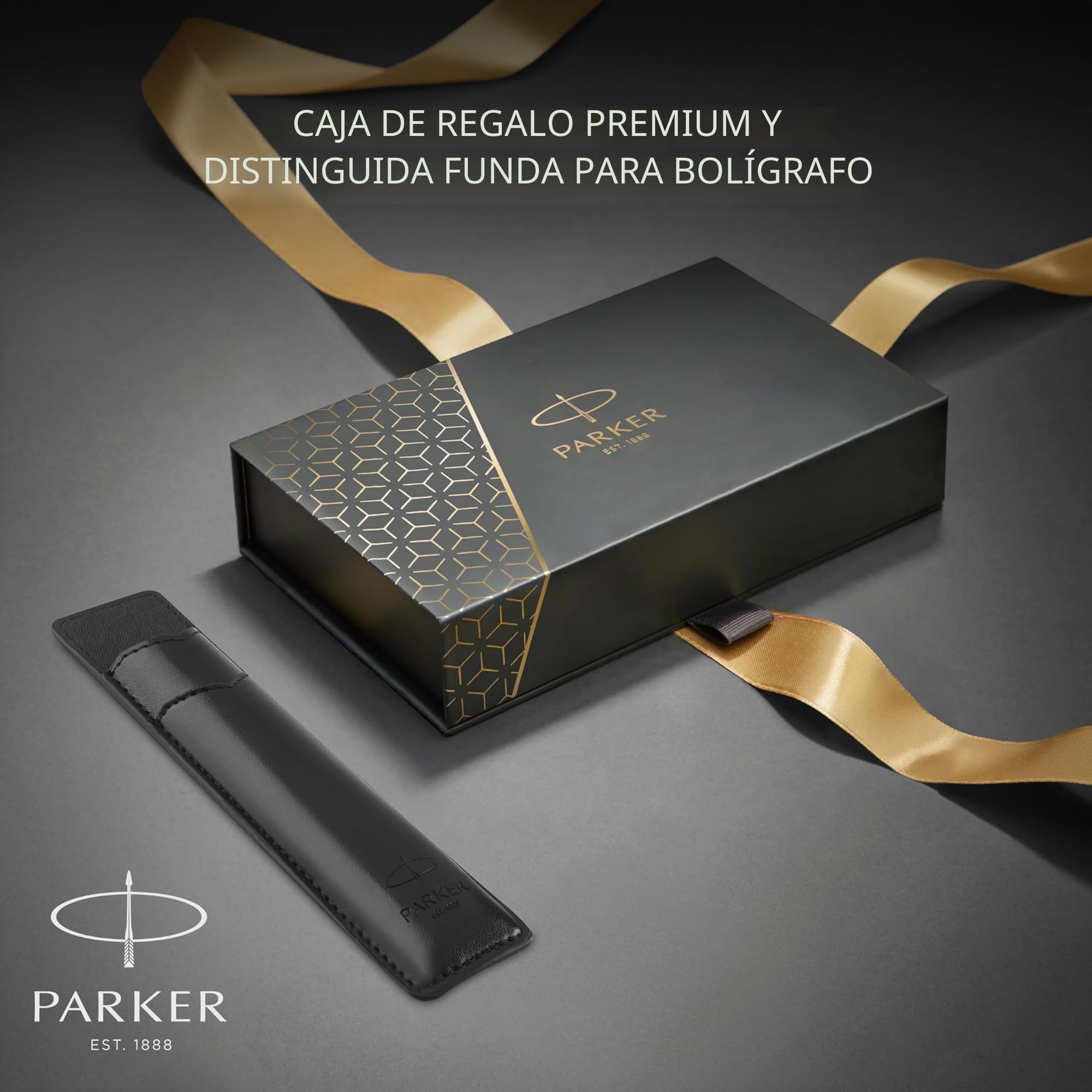Parker IM Set de regalo Duo Pen | Pluma estilográficabolígrafo y estuche | Acabado lacado negro con adornos cromados | Punta media | Recargas de tinta azul | Regalos de graduación perfectos