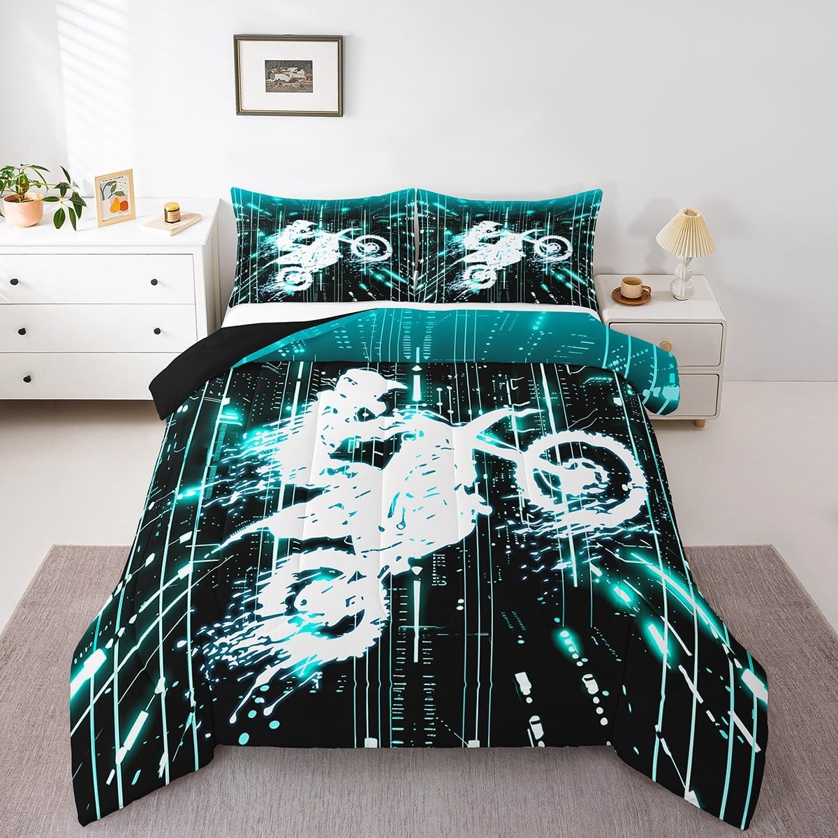 Feelyou Kids Red Black Gamer Bedding Set Twin Size, Gaming Comforter Set Boys Girls Game Room Decor Comforter Gamepad Teens Duvet Set Bedroom Decor with 1 Pillow Case