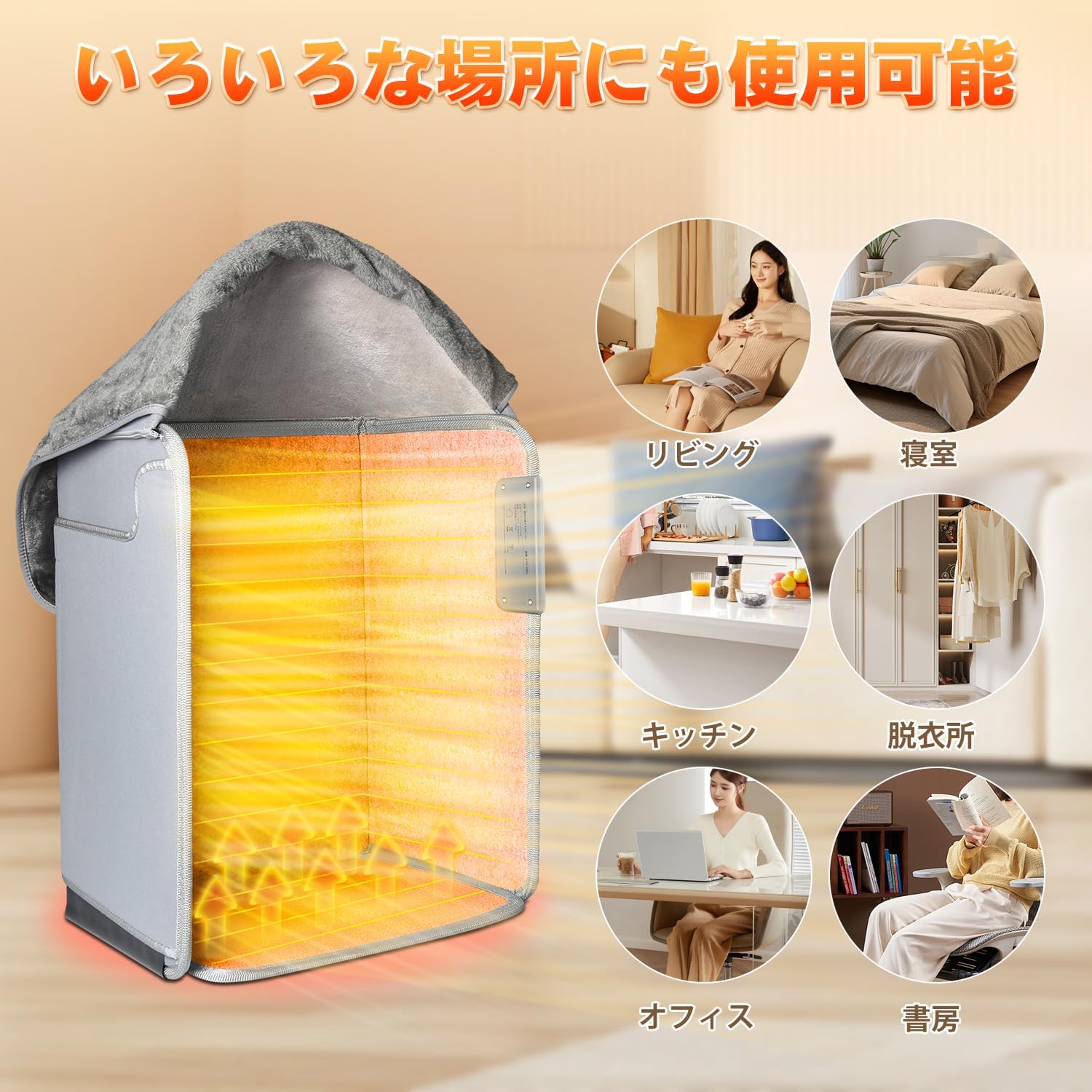 デスクヒーター パネルヒーター【720°全方位発熱式足元ヒーター】 踏み型 速暖 【下】 5段階温度調節 6段階切タイマー