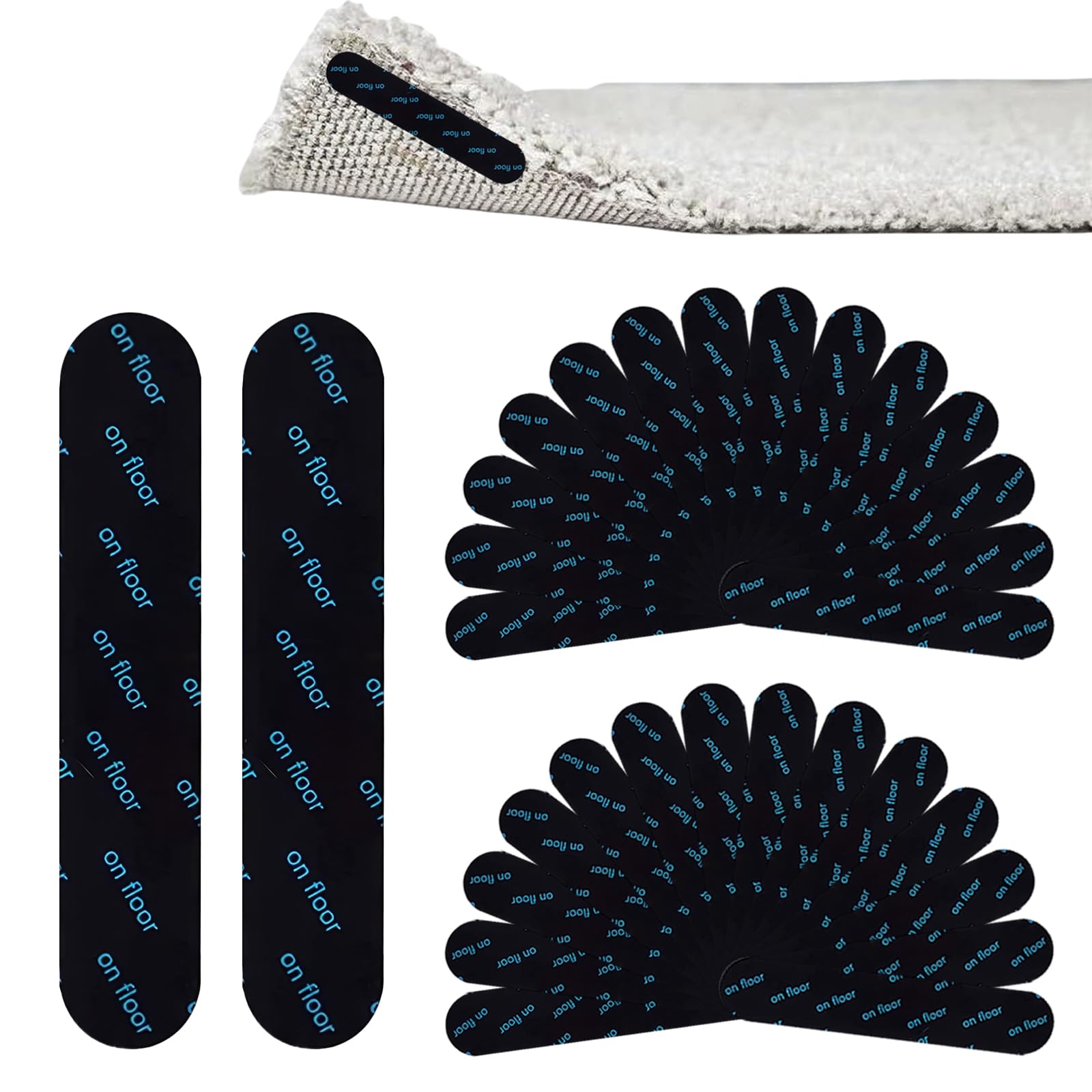 Uoxmiy Black 70Pack Rug Gripper, Anti Slip Carpet Rug Stickers, Rugs Grippers For Laminate Wooden Marble Tile Floors, Rug Grips For All Kinds Of Rugs Carpets