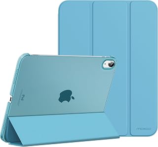 MoKo iPad 10th Generation Case 2022, Slim Stand Hard PC Translucent Back Shell Smart Cover Case for iPad 10th Gen 10.9 inch 2022, Support Touch ID, Auto Wake/Sleep, Misty Blue
