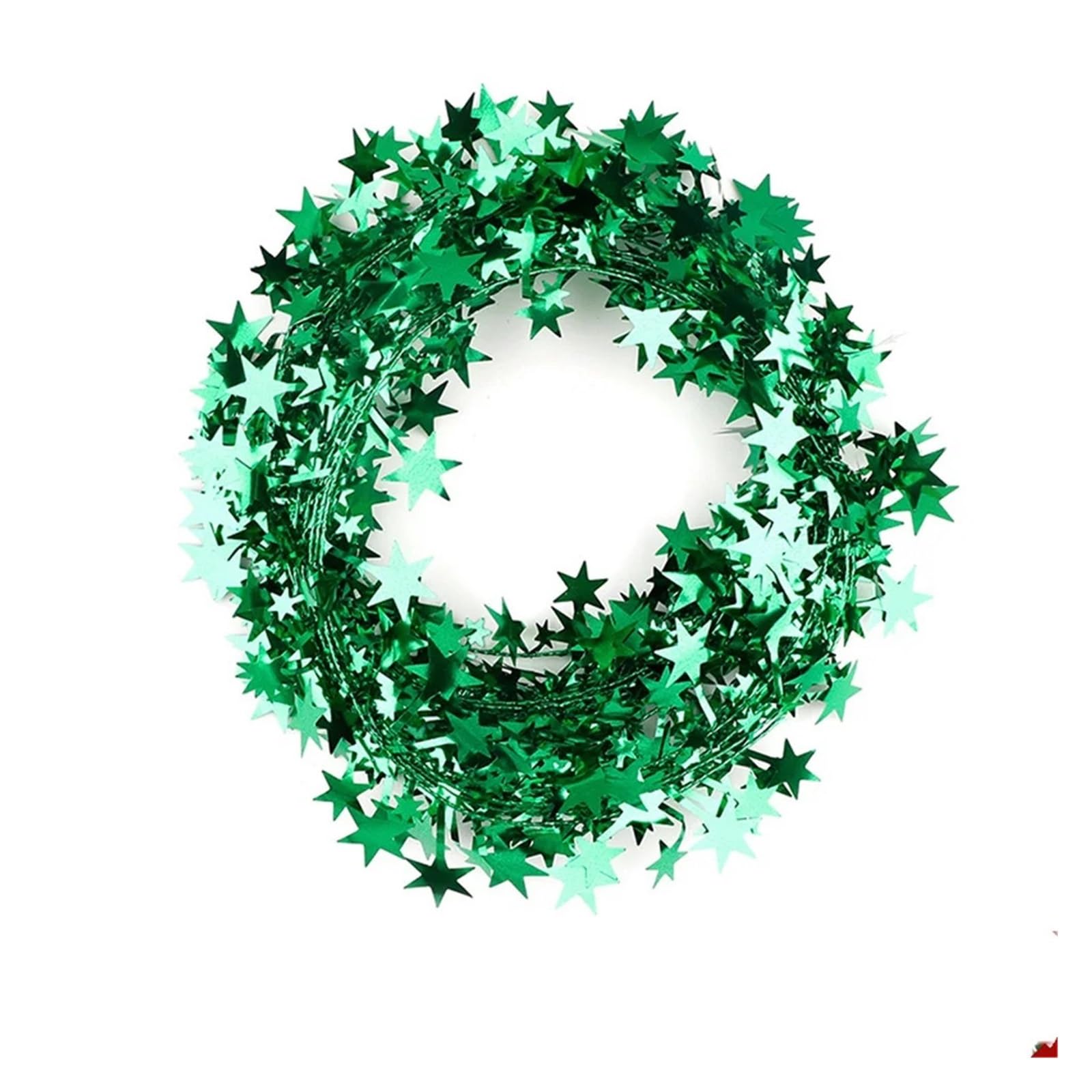 Yeobezn Tinsel Stars Wire Garlands 12PCS Star Garland Tinsel Tinsel Garland Tree Decoration Silver Christmas Decoration For Holiday Xmas Tree Home(Green)