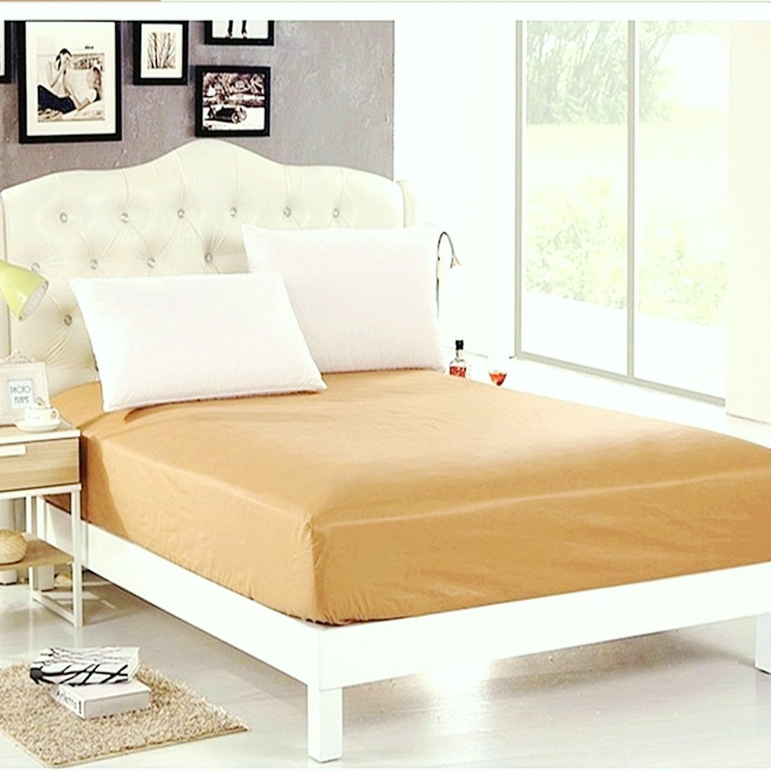 AVI Waterproof Dustproof Spill Proof Bed Bug Proof Single Bed Fitted Mattress Protector/Mattress Cover with 1 Pc Pillow Protector for Complete Protection of Your Bed- Beige-36 X78