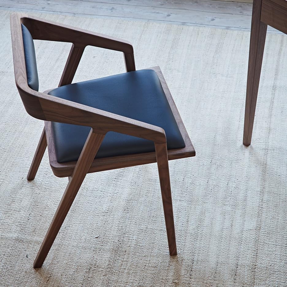 Image of Solid Sheesham Wood Arm Chair With PU Leather Cushion A- Modern Study Chair For Office Room, Dining Room, Living Room, Office, And Cafe, 74 Cm, 54 Cm, Multicolor