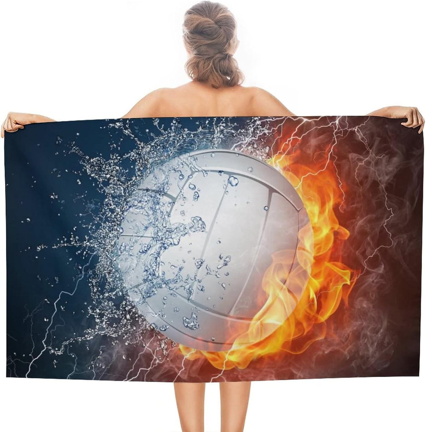 Fire Ice Volleyball Beach Towels for Women Men Girls